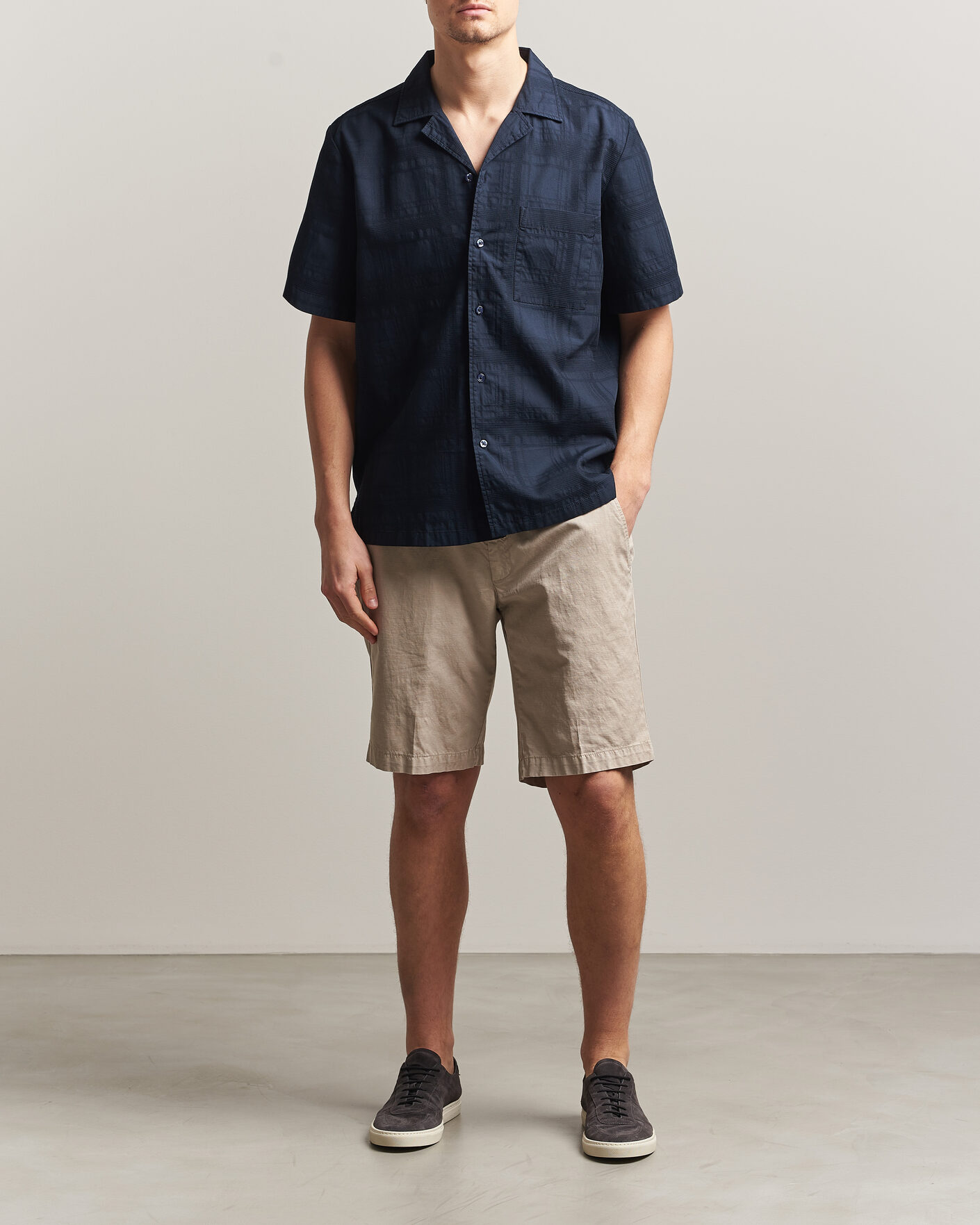 Hombres | Camisas | BOSS ORANGE | Rayer Cotton Resort Shirt Dark Blue