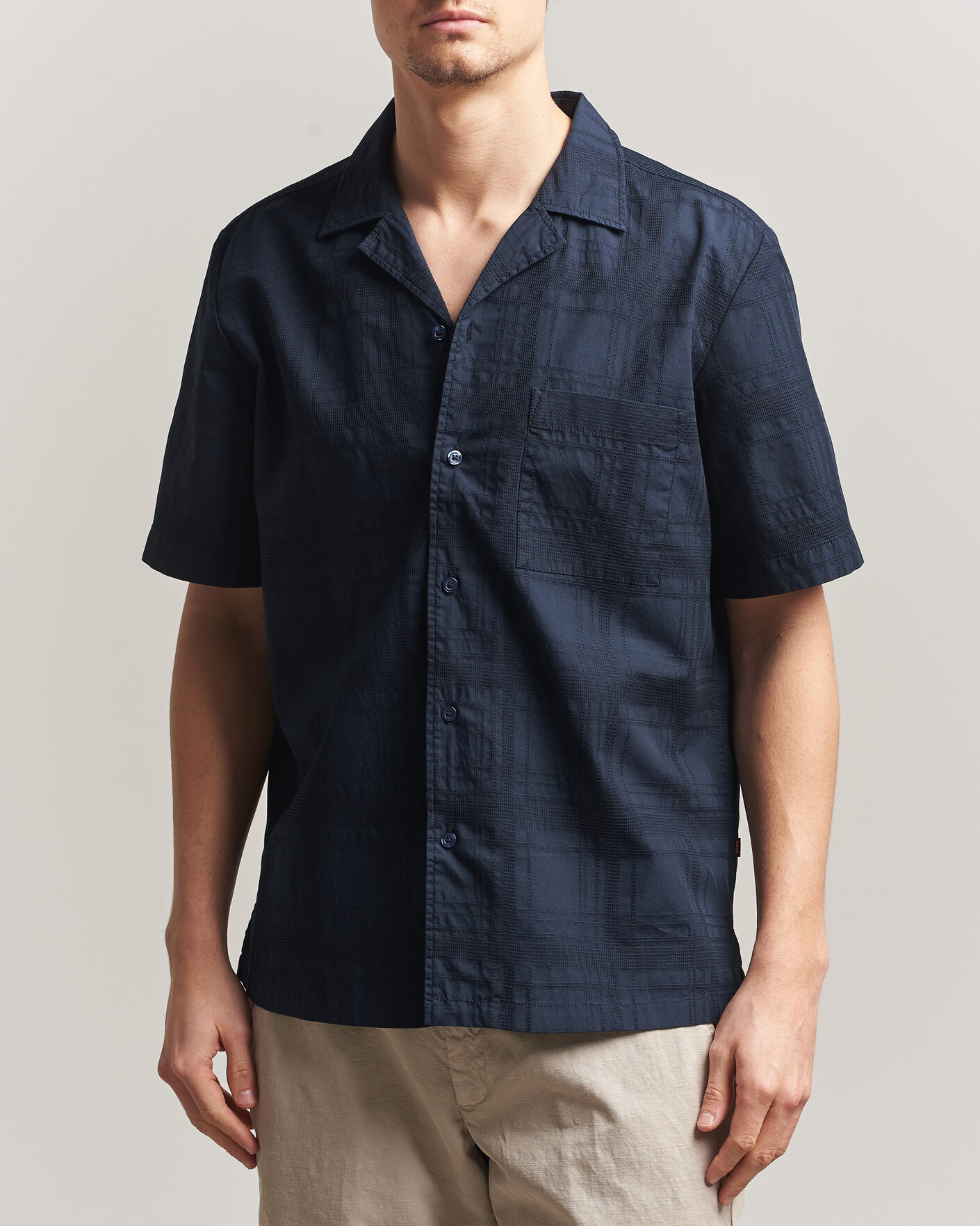 Hombres | Camisas | BOSS ORANGE | Rayer Cotton Resort Shirt Dark Blue