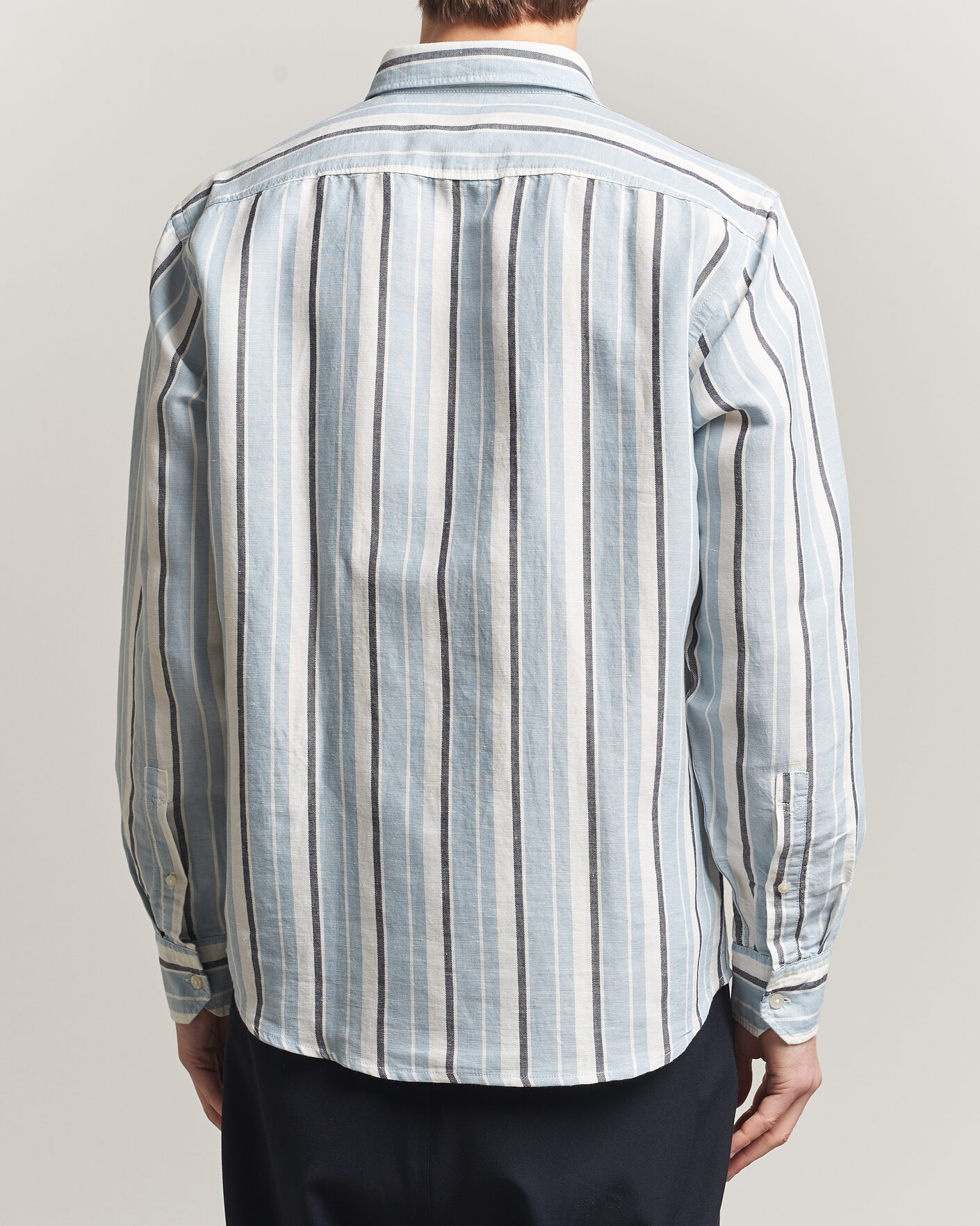 Hombres | Camisas | BOSS ORANGE | Ricoplus Linen/Cotton Striped Shirt Light Blue