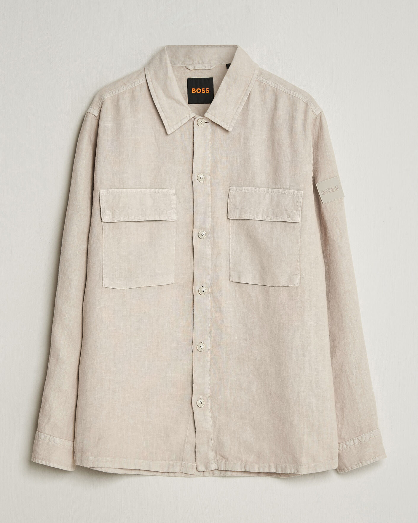 Hombres | Camisas | BOSS ORANGE | Locky Linen Overshirt Beige