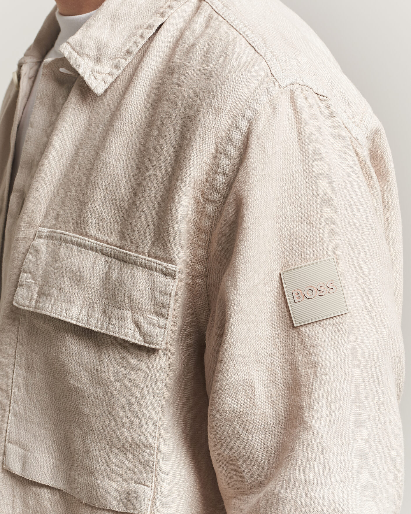 Hombres | Camisas | BOSS ORANGE | Locky Linen Overshirt Beige