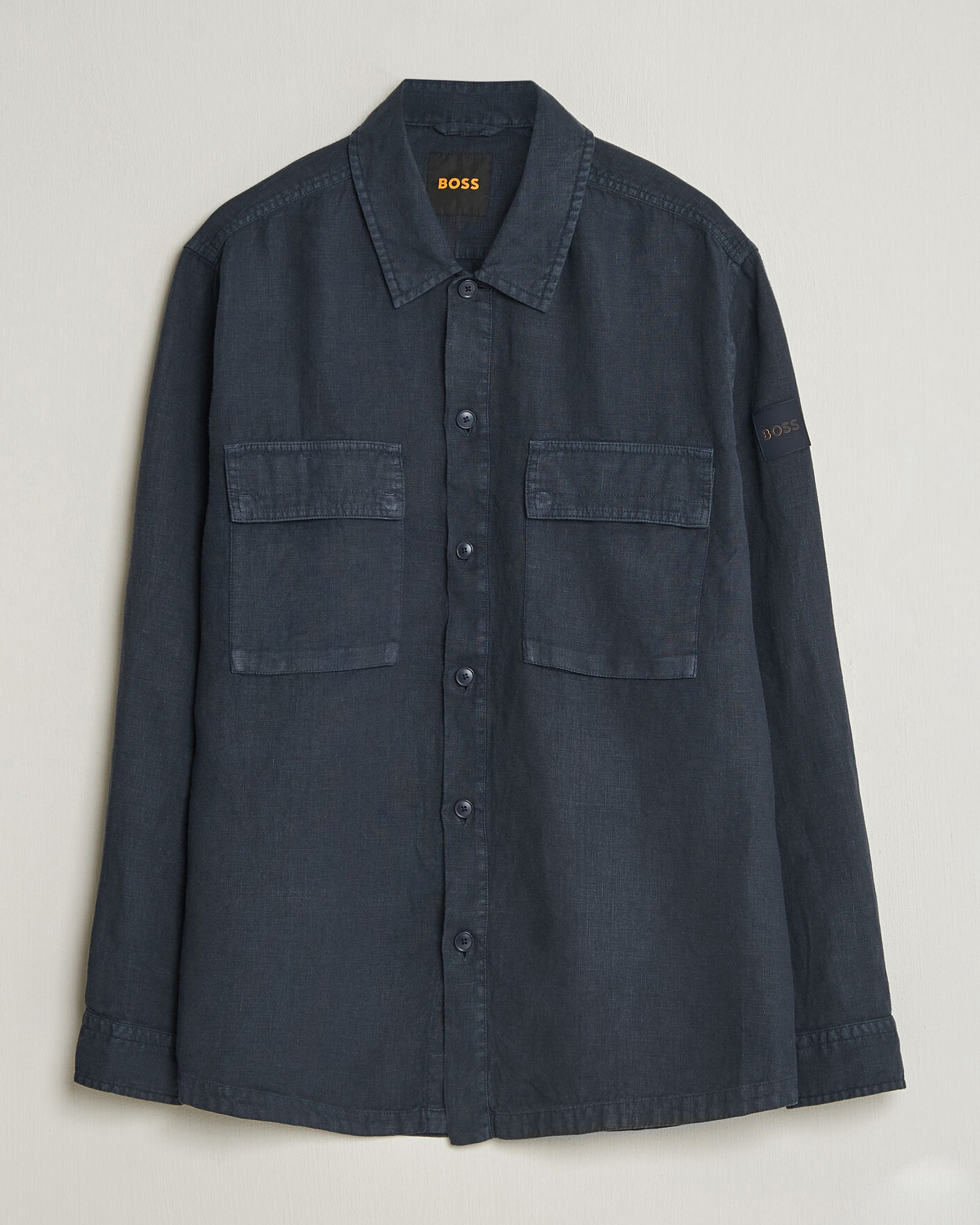Hombres | Camisas | BOSS ORANGE | Locky Linen Overshirt Dark Blue