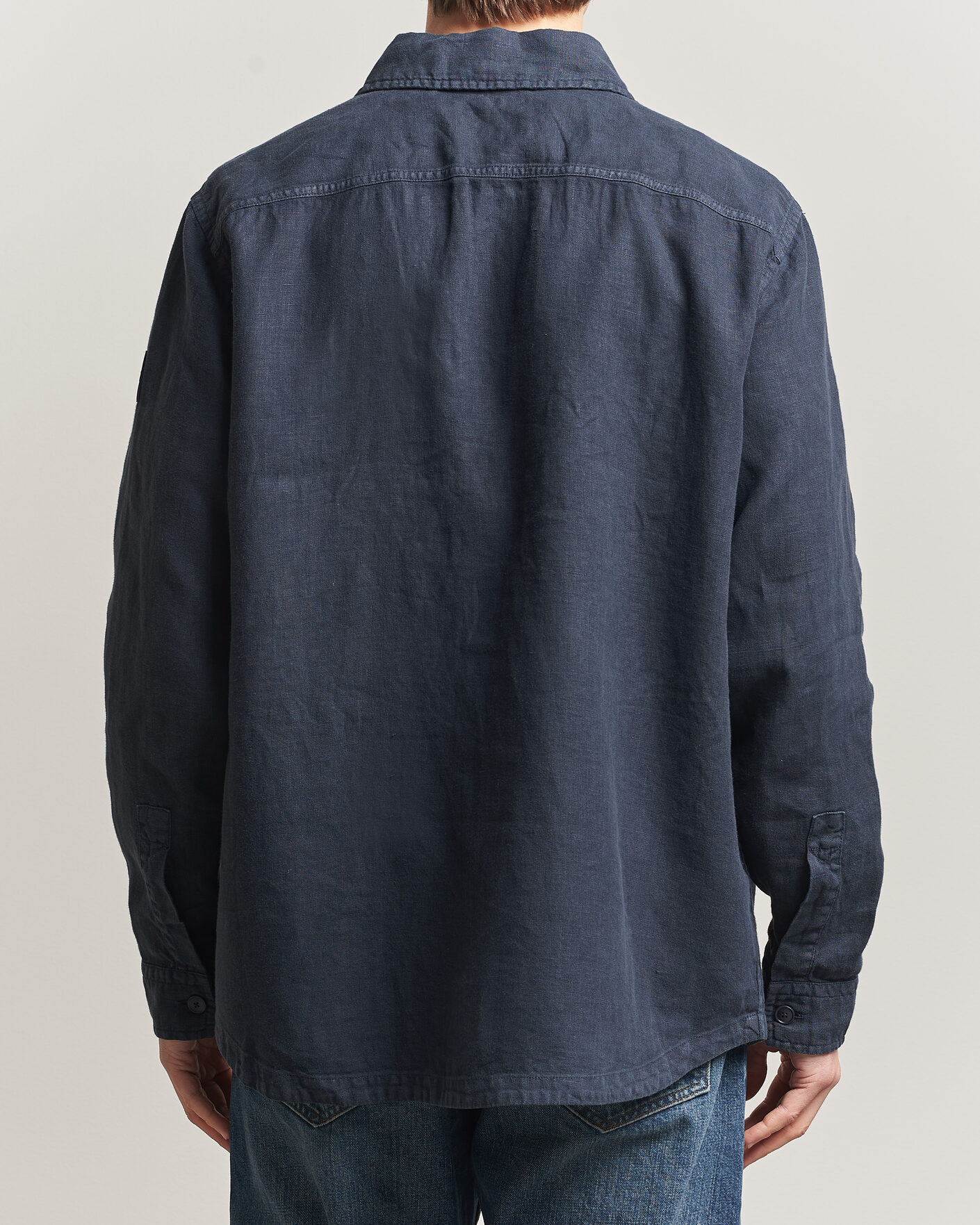 Hombres | Camisas | BOSS ORANGE | Locky Linen Overshirt Dark Blue