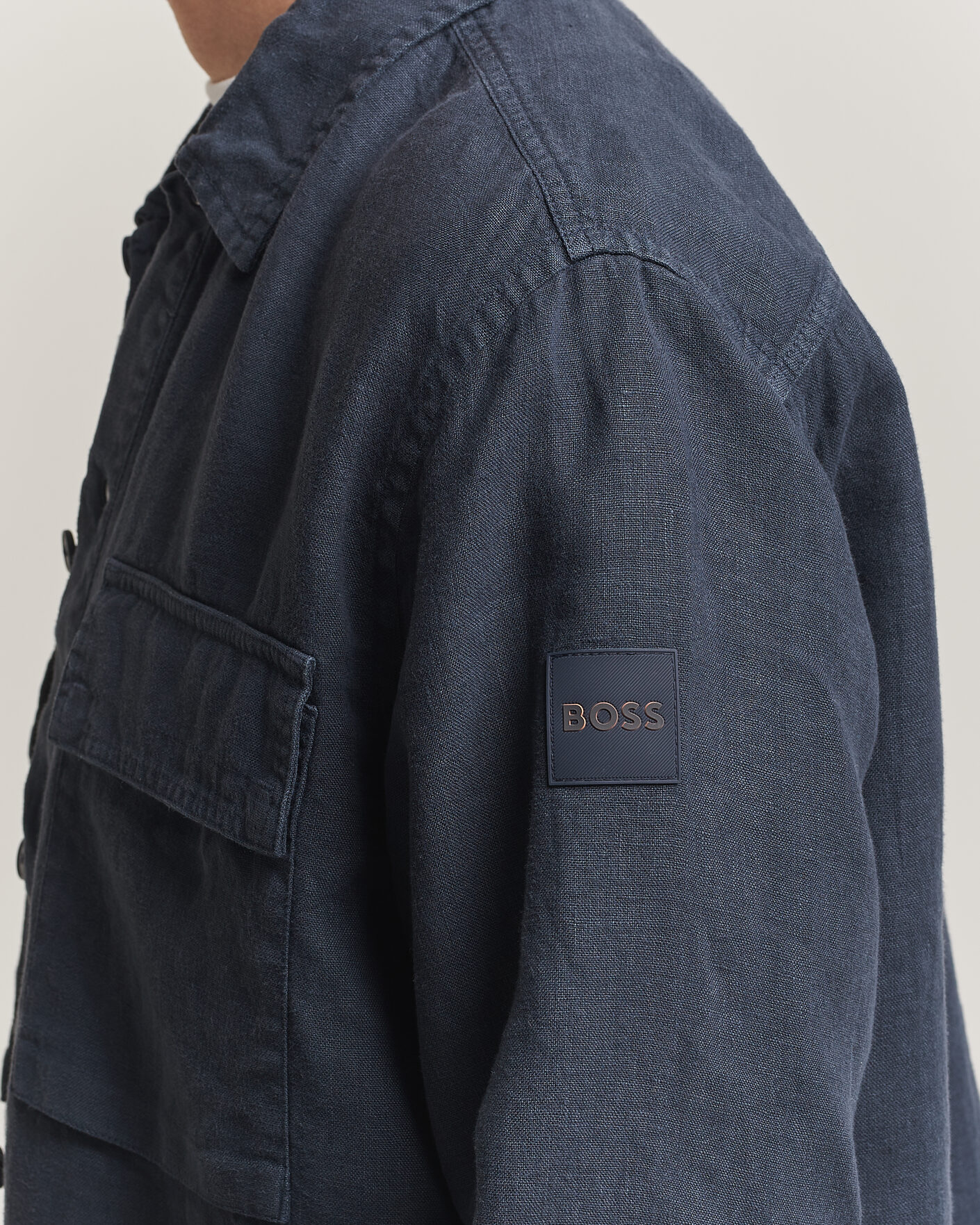 Hombres | Camisas | BOSS ORANGE | Locky Linen Overshirt Dark Blue