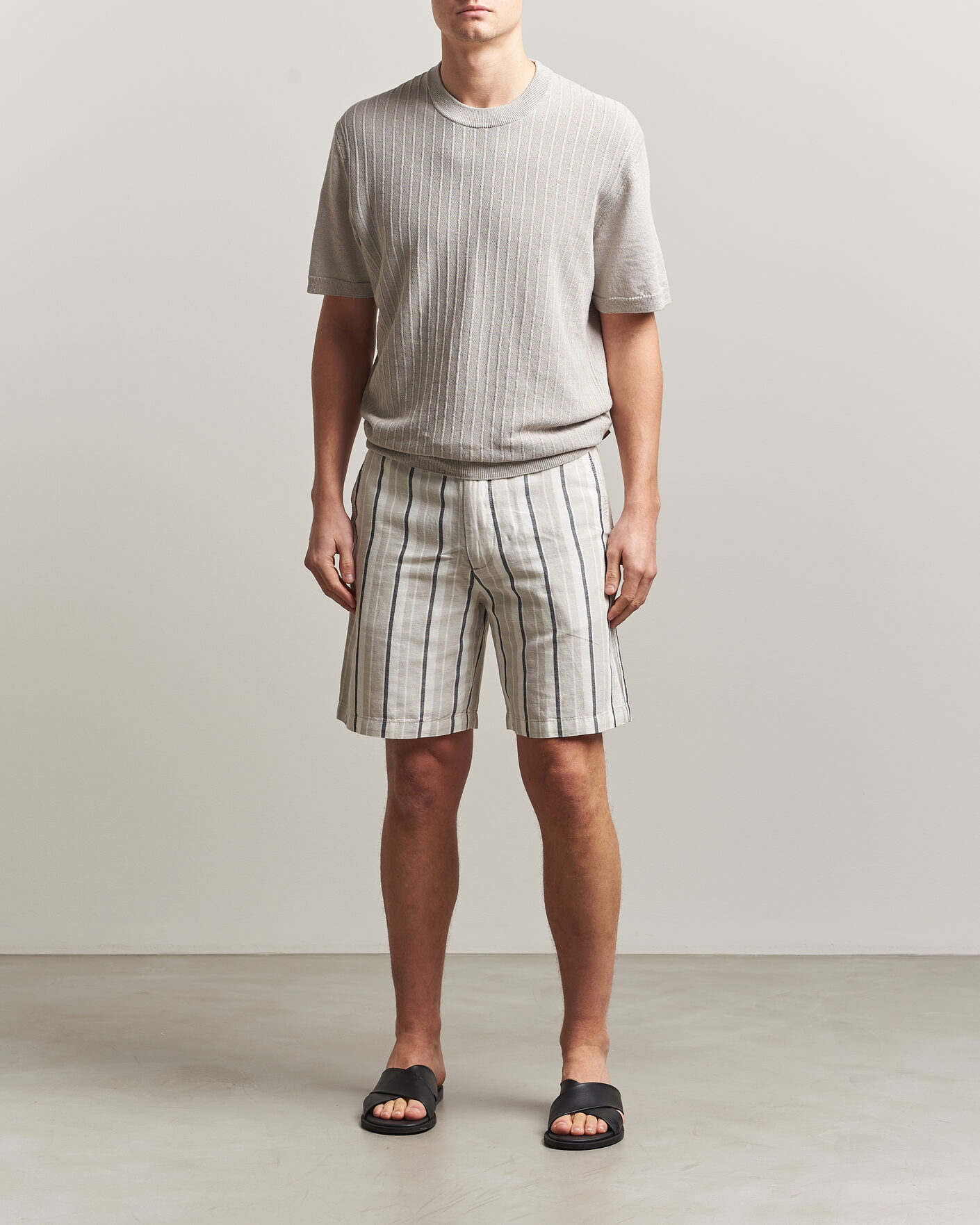 Hombres | Camisetas | BOSS ORANGE | Kajordino Linen/Cotton Knitted T-Shirt Beige