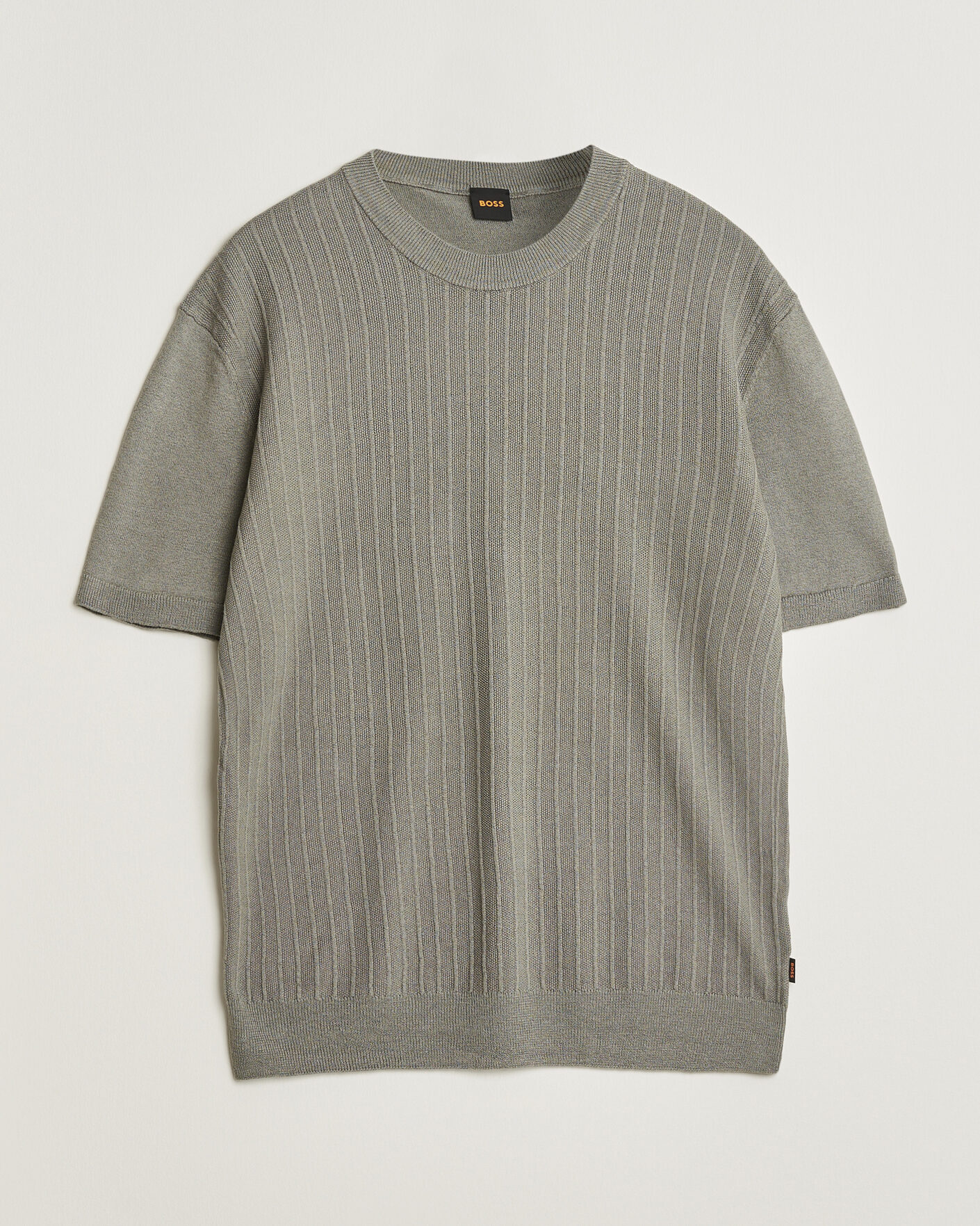 Hombres | Camisetas | BOSS ORANGE | Kajordino Linen/Cotton Knitted T-Shirt Green