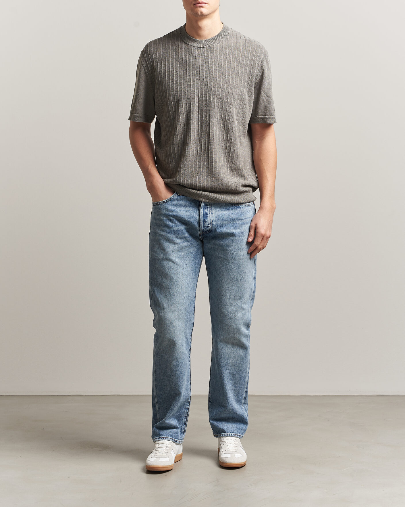 Hombres | Camisetas | BOSS ORANGE | Kajordino Linen/Cotton Knitted T-Shirt Green