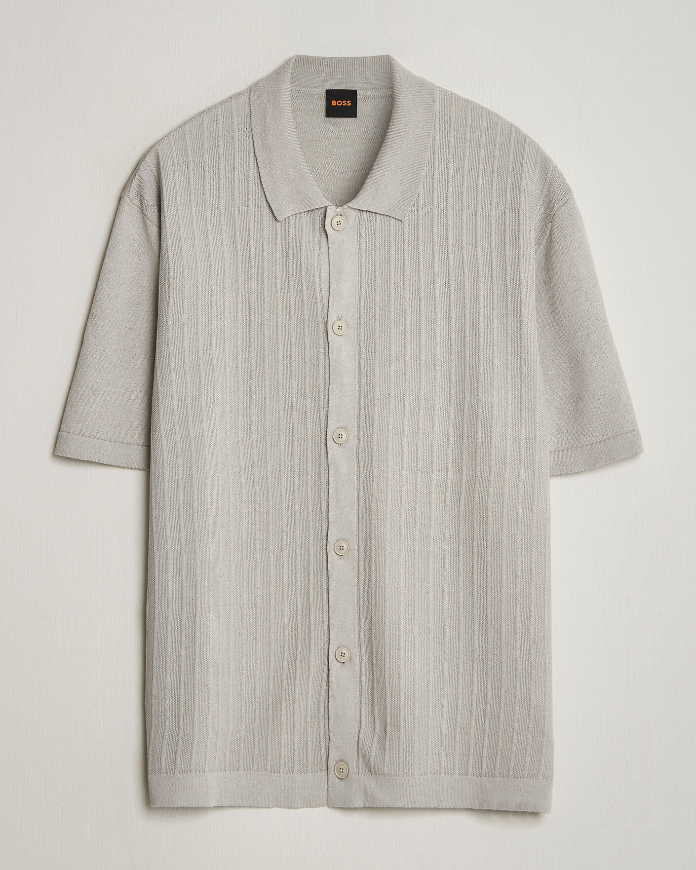 Hombres | Camisas | BOSS ORANGE | Amicino Linen/Cotton Knitted Shirt Beige