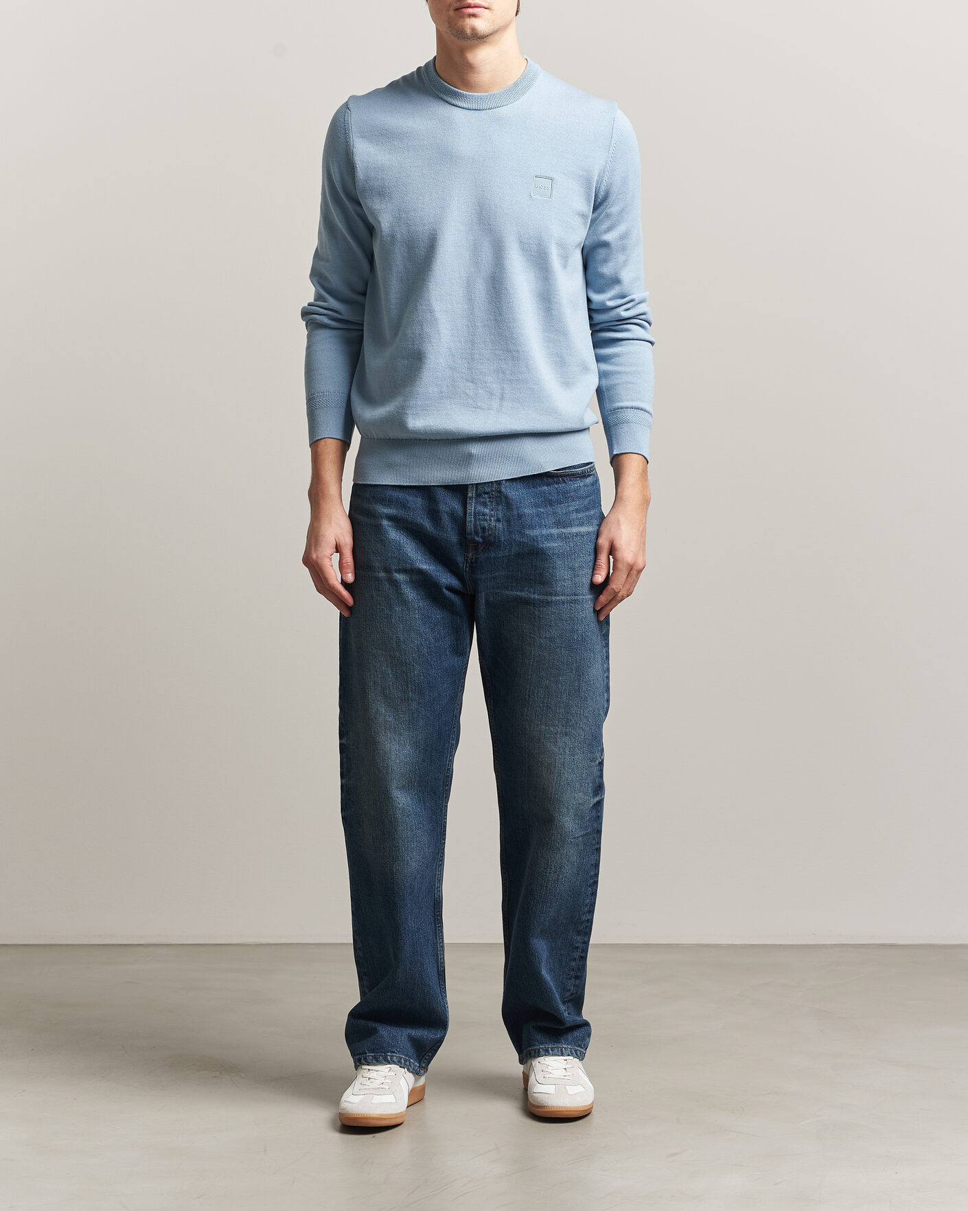 Hombres | Jerséis y prendas de punto | BOSS ORANGE | Kanovano Knitted Sweater Light Blue