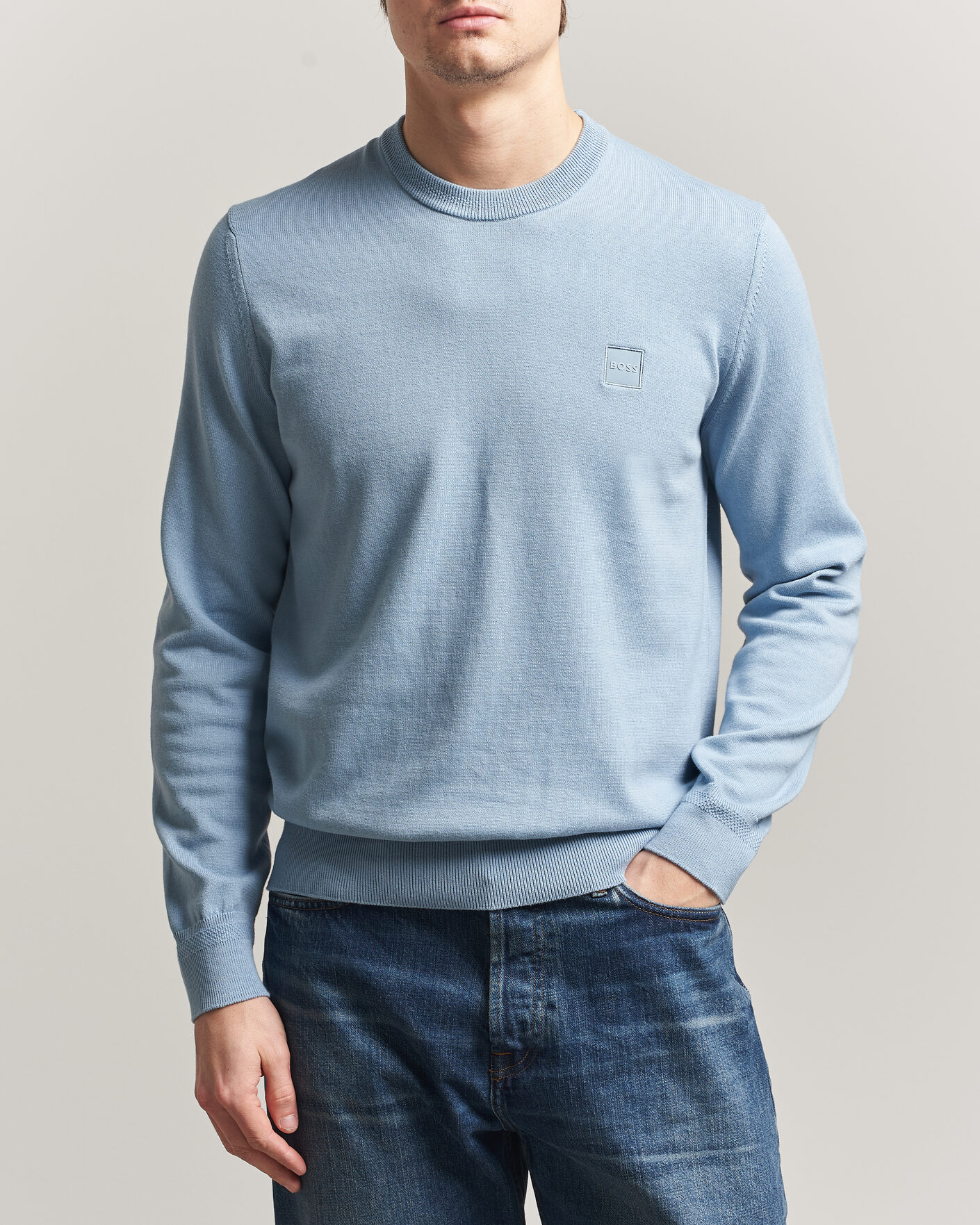 Hombres | Jerséis y prendas de punto | BOSS ORANGE | Kanovano Knitted Sweater Light Blue