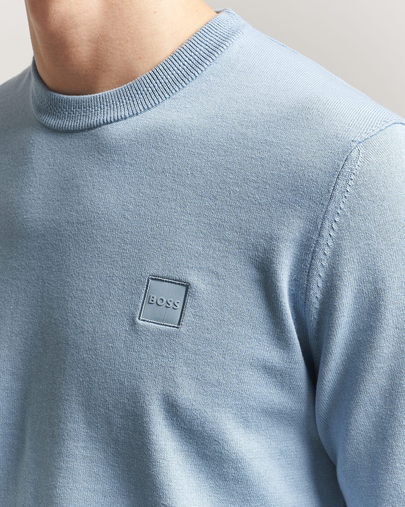 Hombres | Jerséis y prendas de punto | BOSS ORANGE | Kanovano Knitted Sweater Light Blue