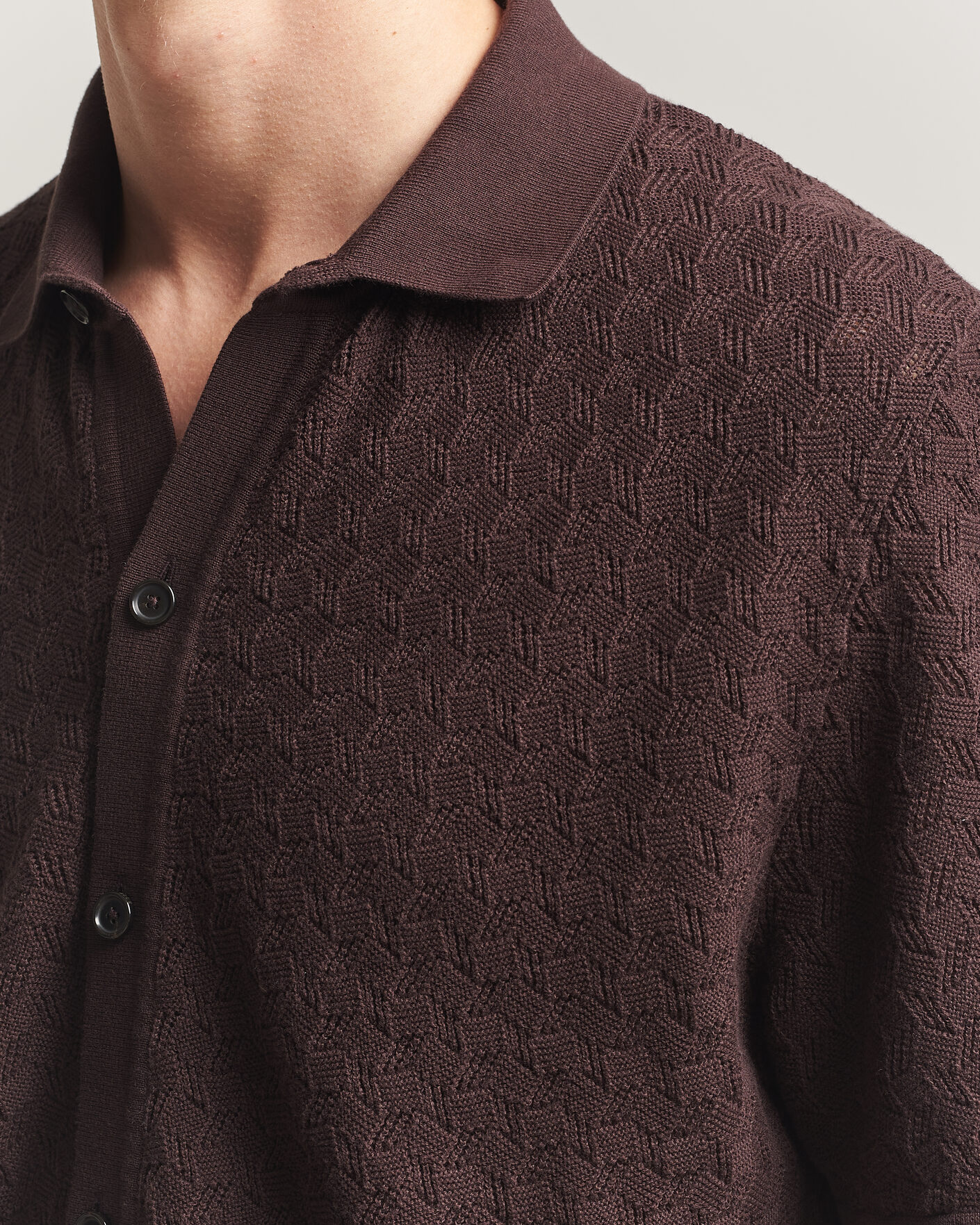 Hombres | Camisas | BOSS BLACK | Nappo Knitted Short Sleeve Shirt Dark Brown