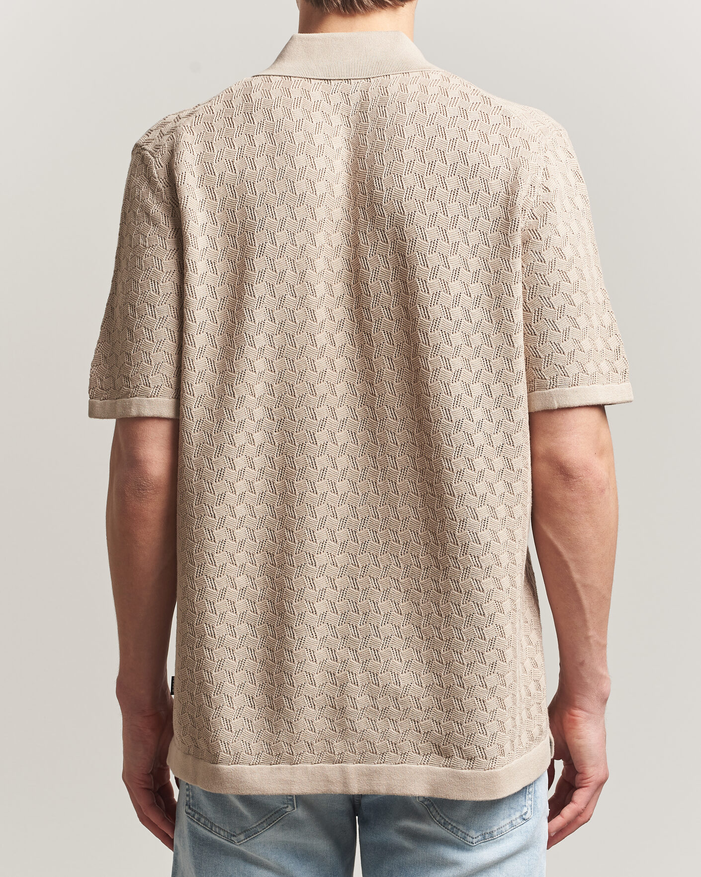 Hombres | Camisas | BOSS BLACK | Nappo Knitted Short Sleeve Shirt Open Beige