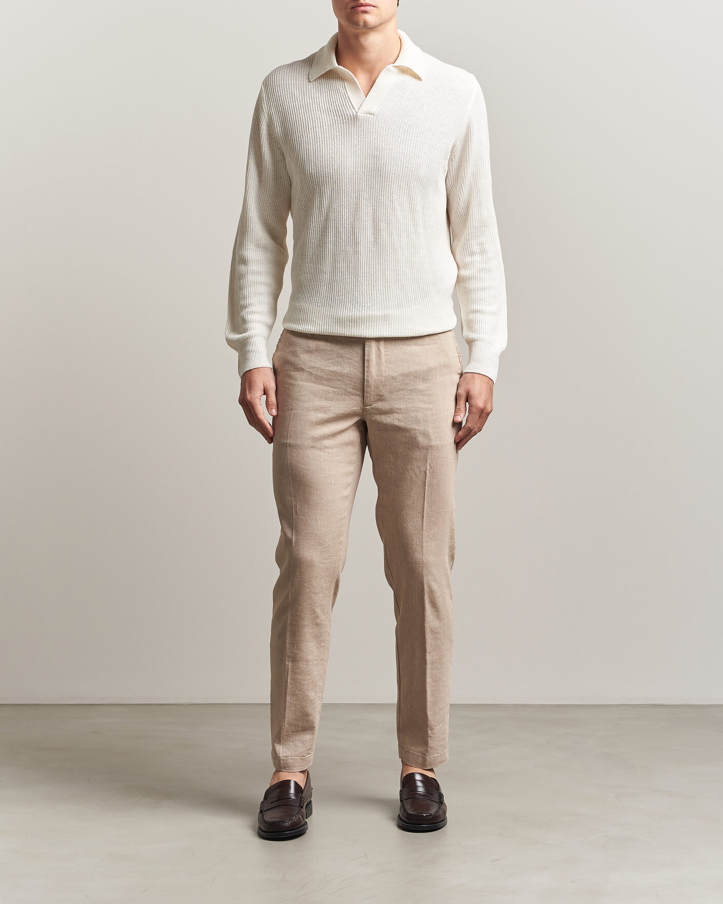 Hombres | Pantalones | BOSS BLACK | Kane Linen Drawstring Trousers Open Beige