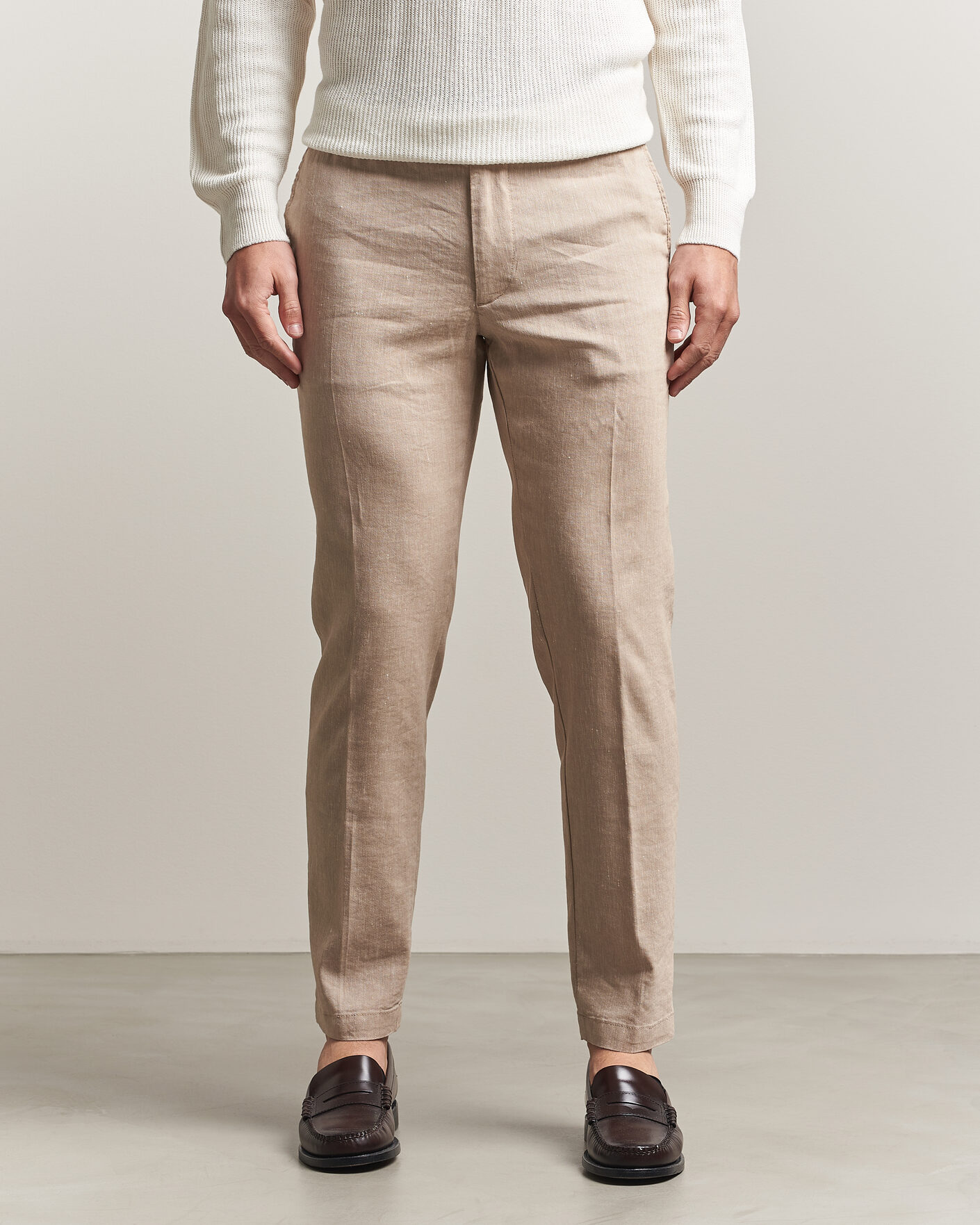 Hombres | Pantalones | BOSS BLACK | Kane Linen Drawstring Trousers Open Beige