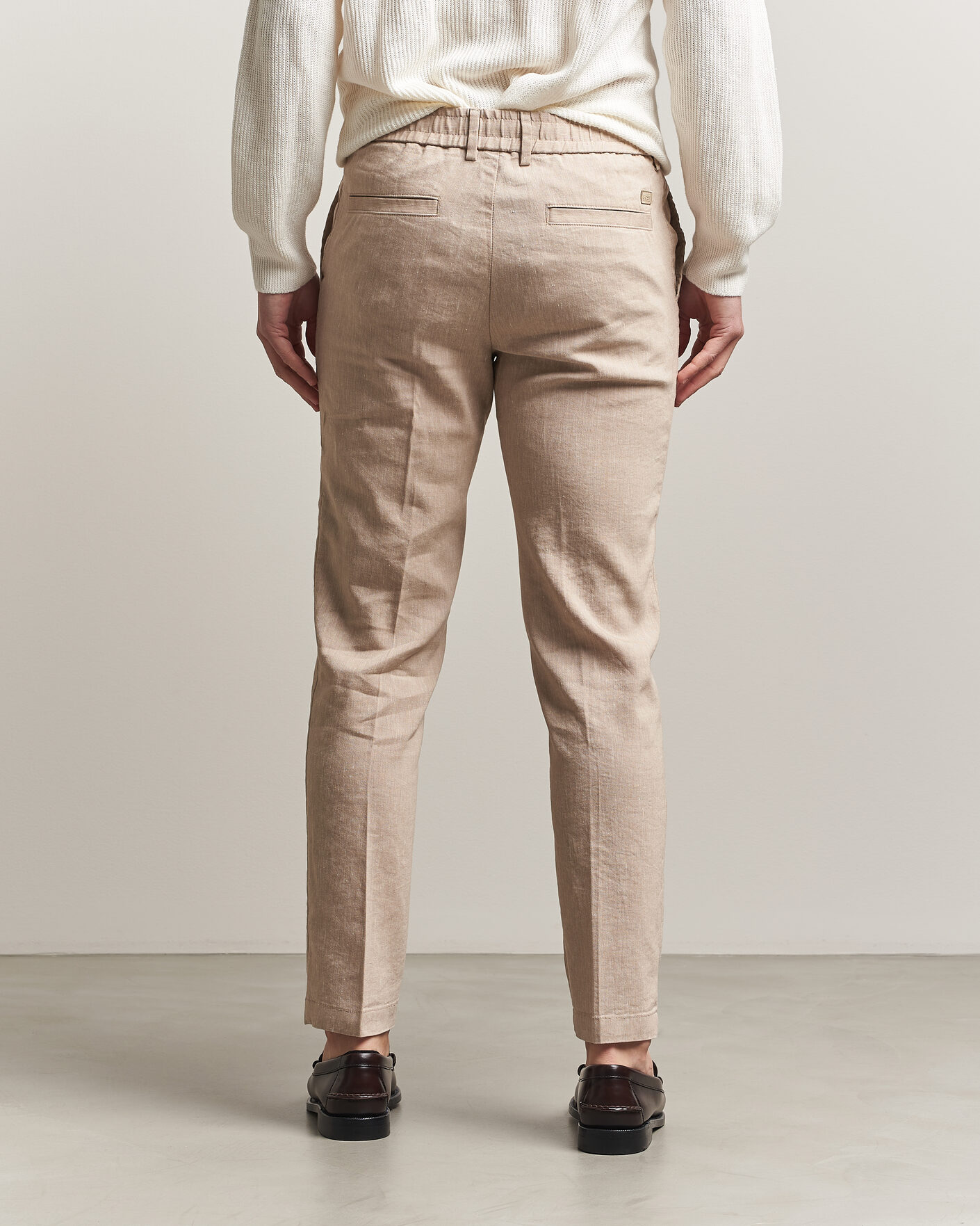 Hombres | Pantalones | BOSS BLACK | Kane Linen Drawstring Trousers Open Beige