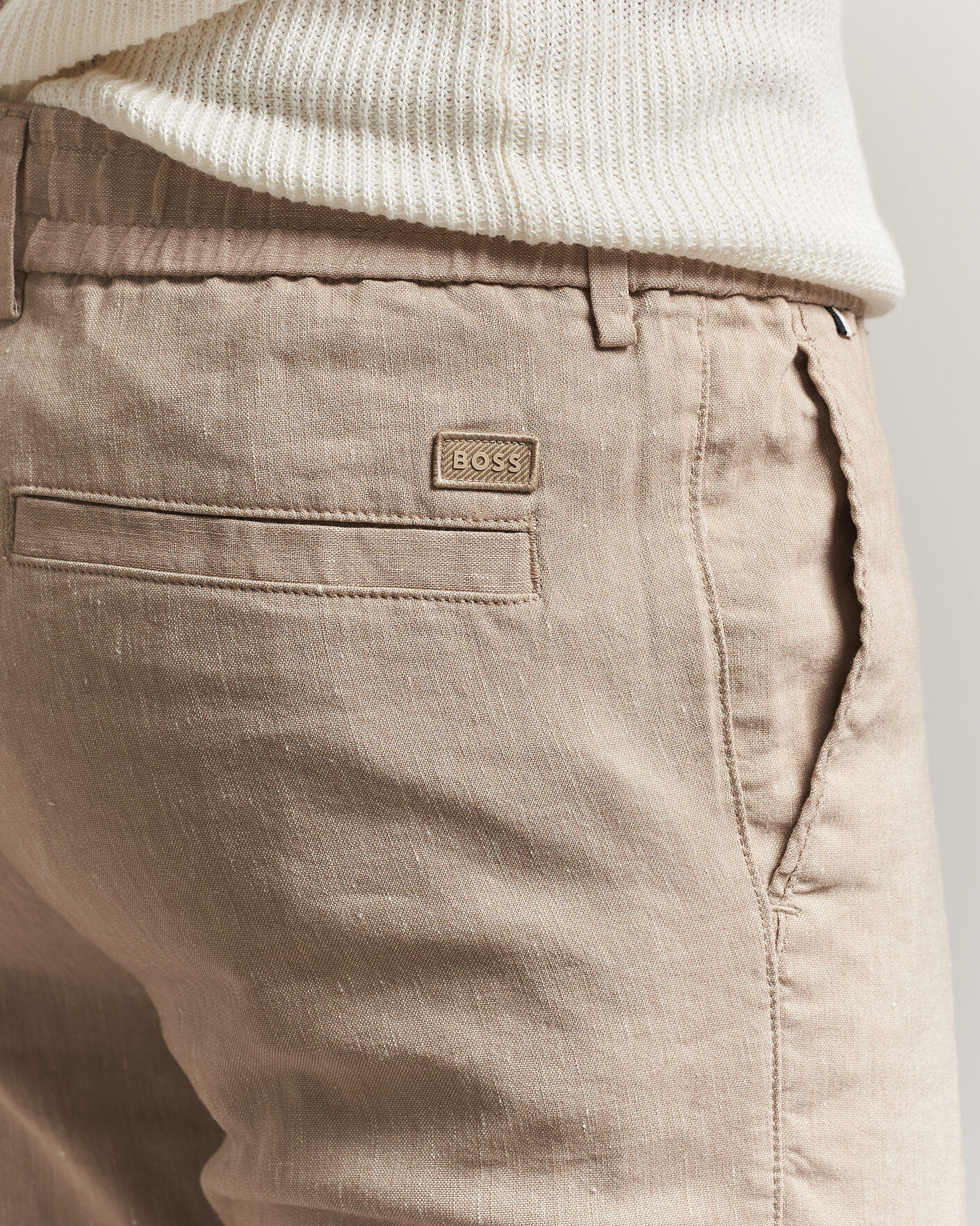 Hombres | Pantalones | BOSS BLACK | Kane Linen Drawstring Trousers Open Beige