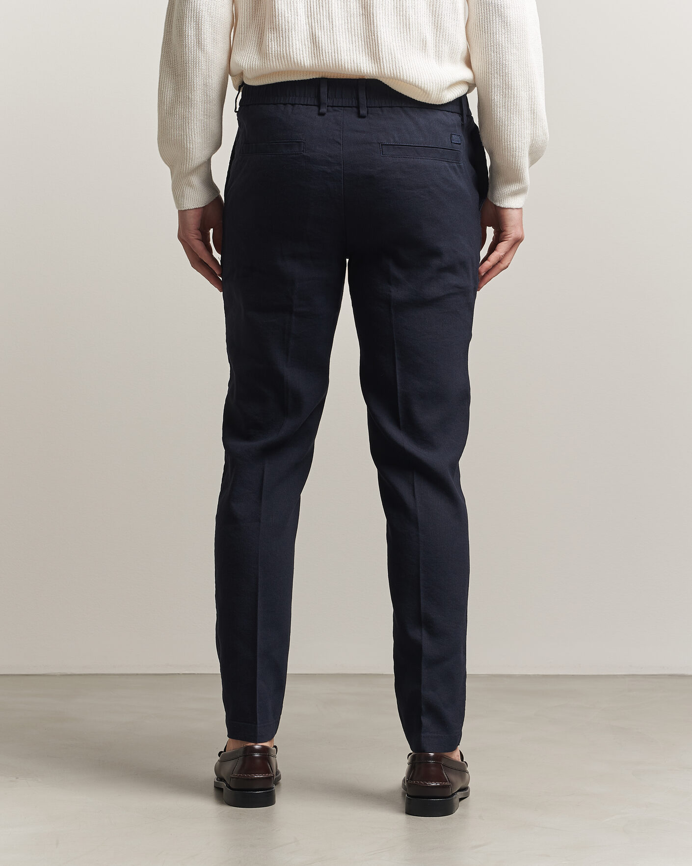 Hombres | Pantalones | BOSS BLACK | Kane Linen Drawstring Trousers Dark Blue