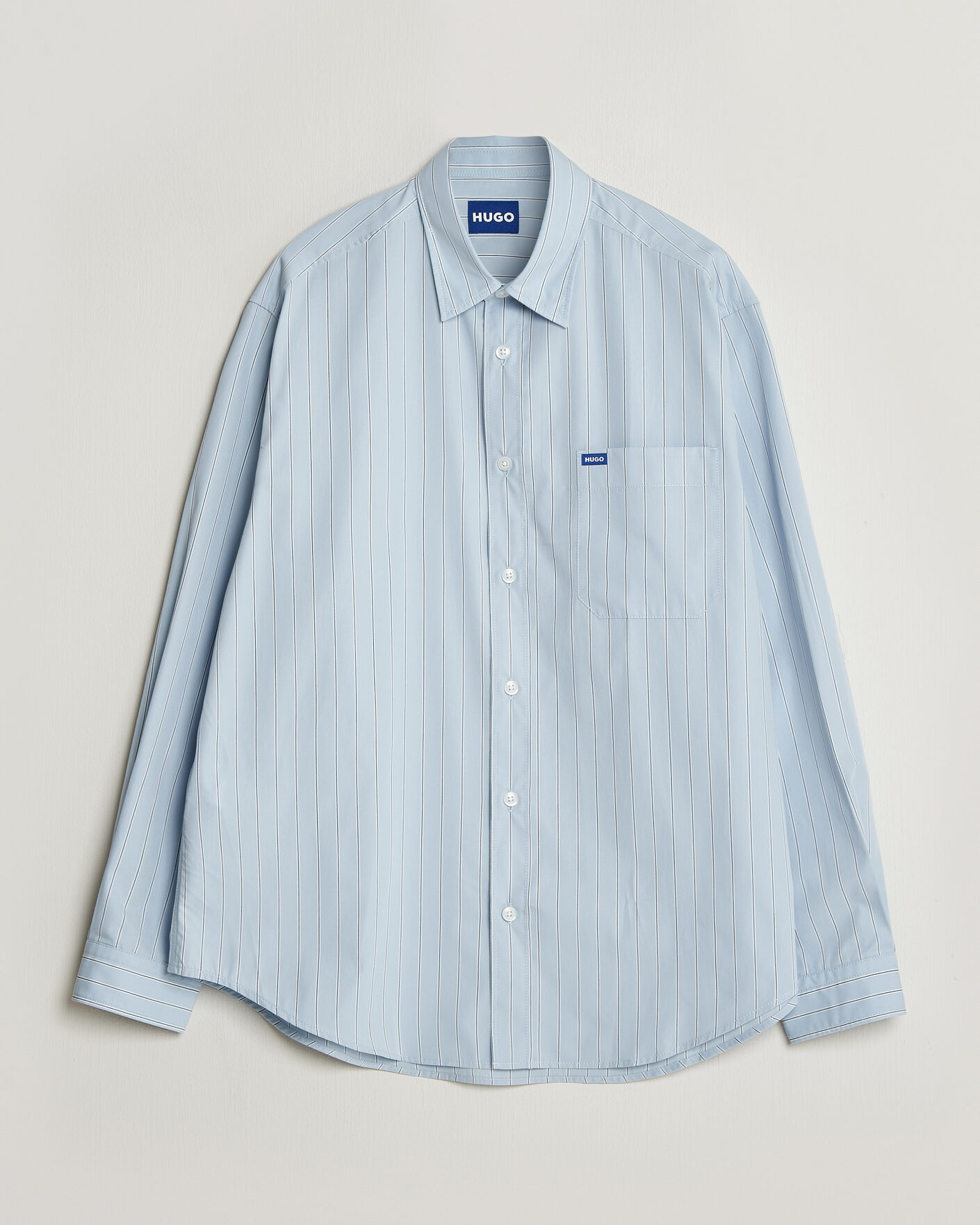 Hombres | Camisas | HUGO | Ebalto Striped Cotton Shirt Open Blue