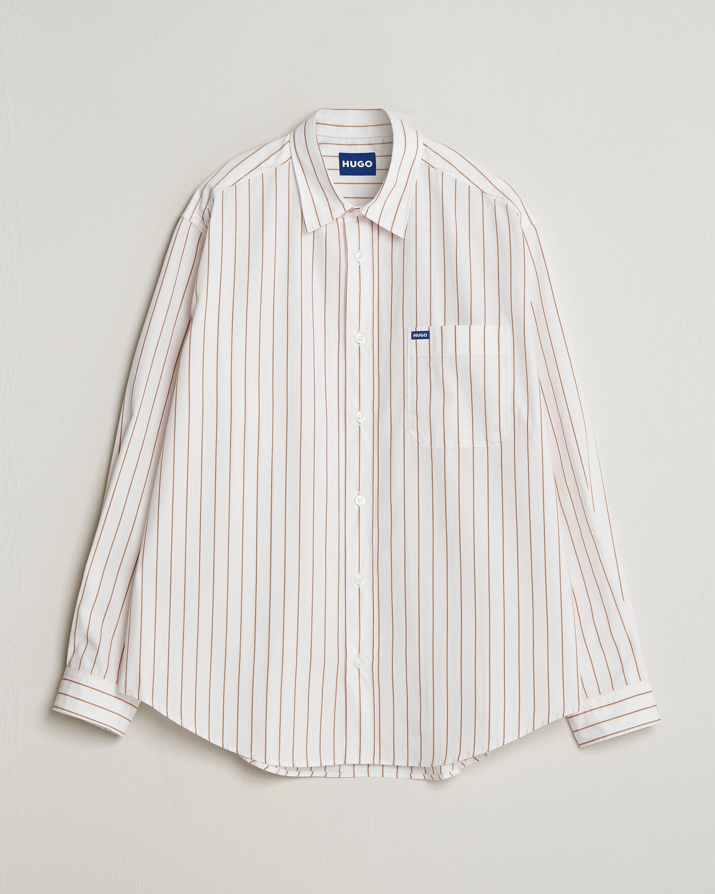 Hombres | Camisas | HUGO | Ebalto Striped Cotton Shirt Light Orange