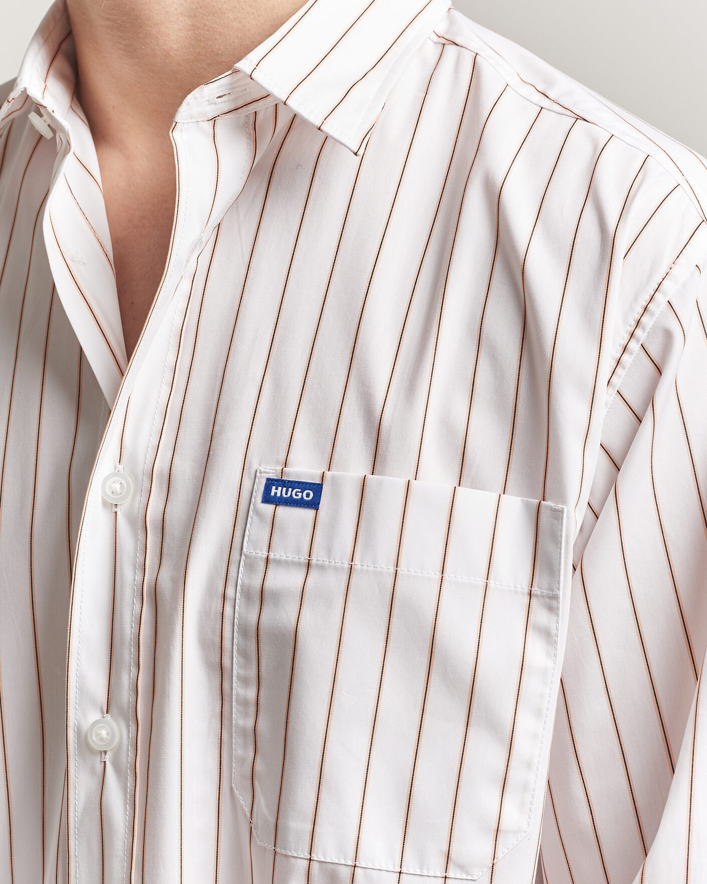 Hombres | Camisas | HUGO | Ebalto Striped Cotton Shirt Light Orange