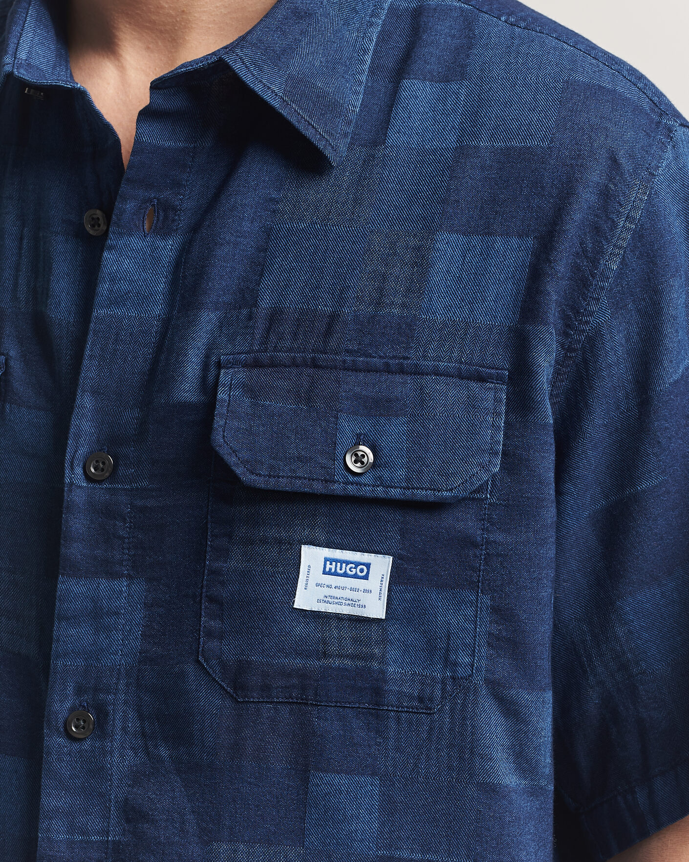 Hombres | Camisas | HUGO | Ekyno Workwear Short Sleeve Shirt Dark Blue