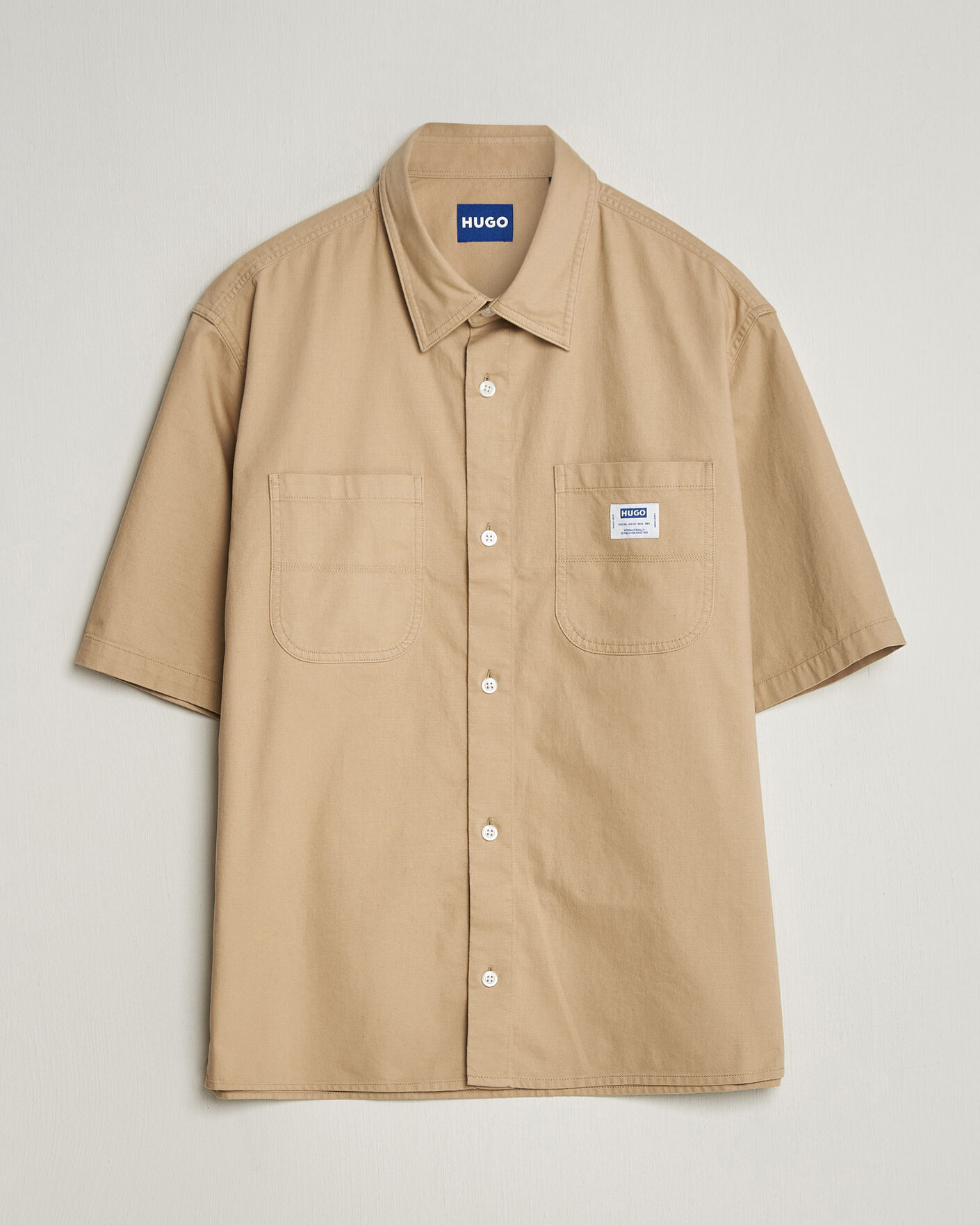 Hombres | Camisas | HUGO | Ebwin Workwear Short Sleeve Shirt Medium Beige