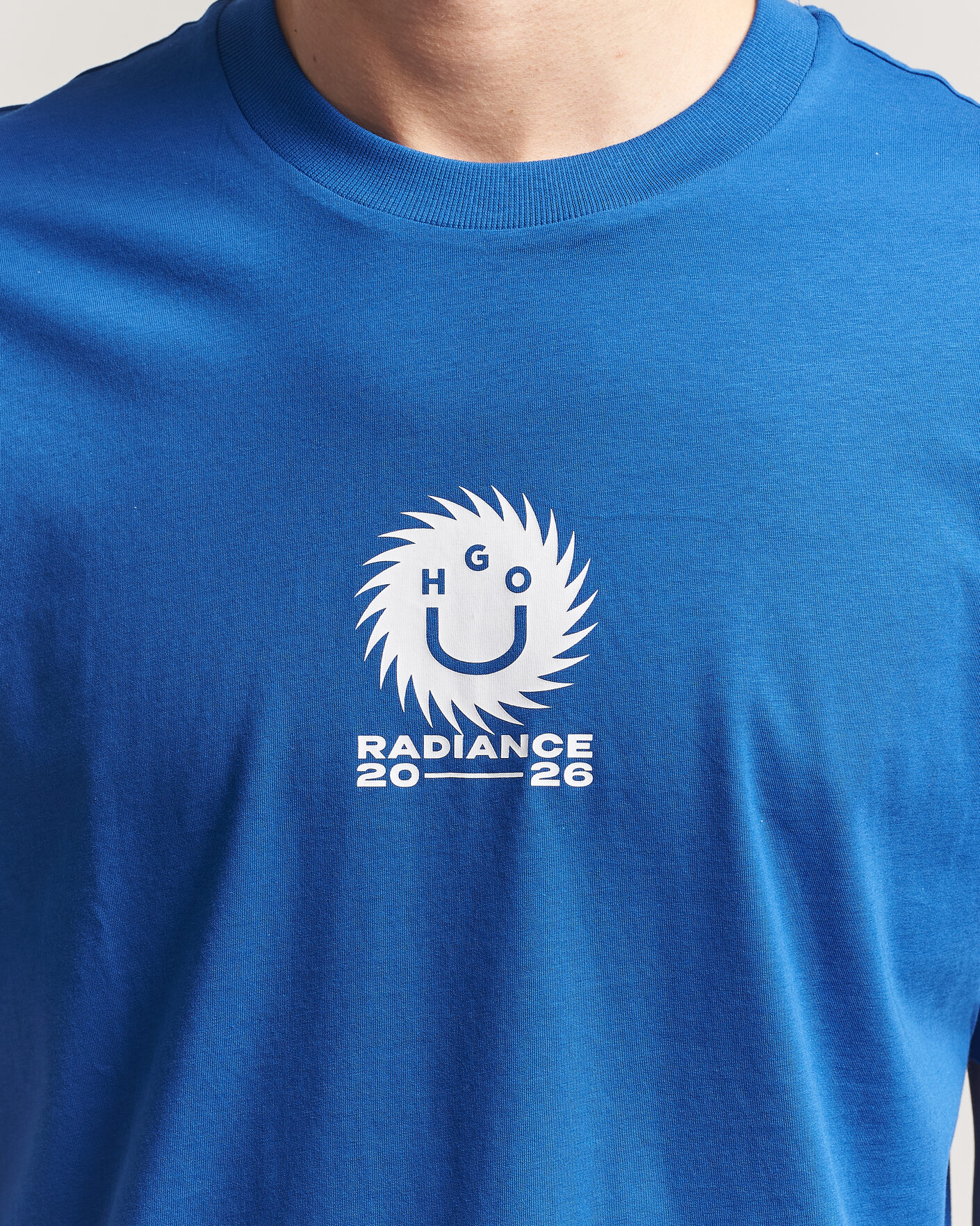 Hombres | Camisetas | HUGO | Nunarix Printed Crew Neck T-Shirt Open Blue