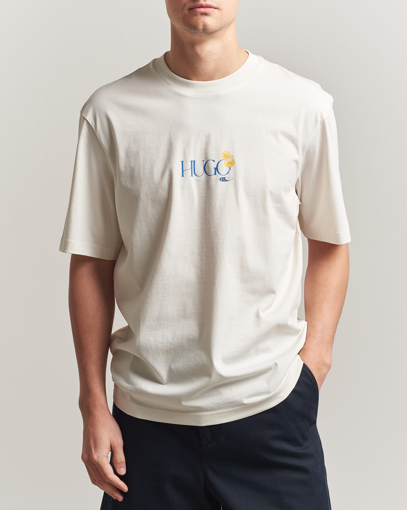 Hombres | Camisetas | HUGO | Nulaxo Printed Crew Neck T-Shirt Open White