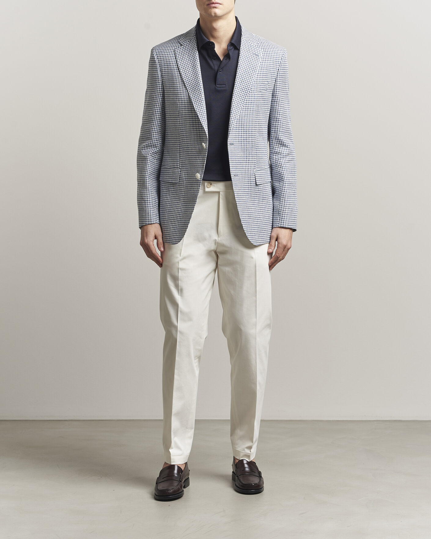 Hombres | Pantalones | BOSS CAMEL | Peet Cotton Pleated Trousers Open White