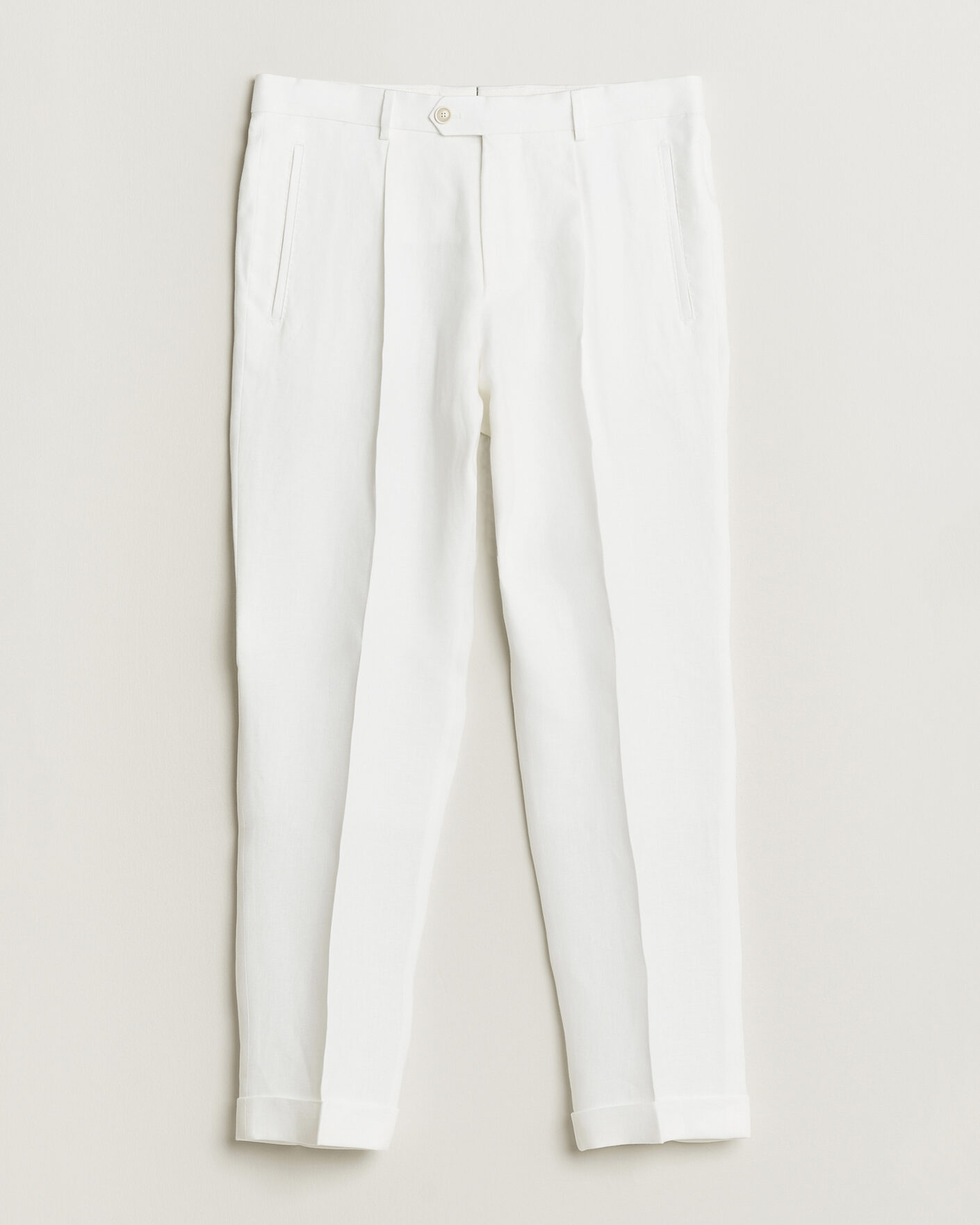 Hombres | Pantalones | BOSS CAMEL | Peet Linen Pleated Trousers White