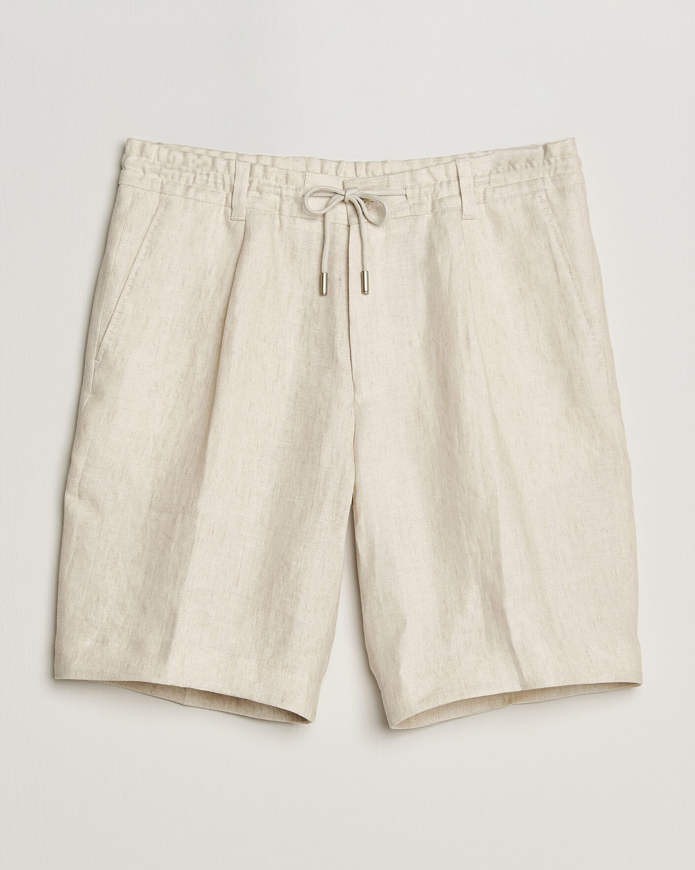 Hombres | Pantalones cortos | BOSS CAMEL | Peet Linen Drawstring Shorts Open White