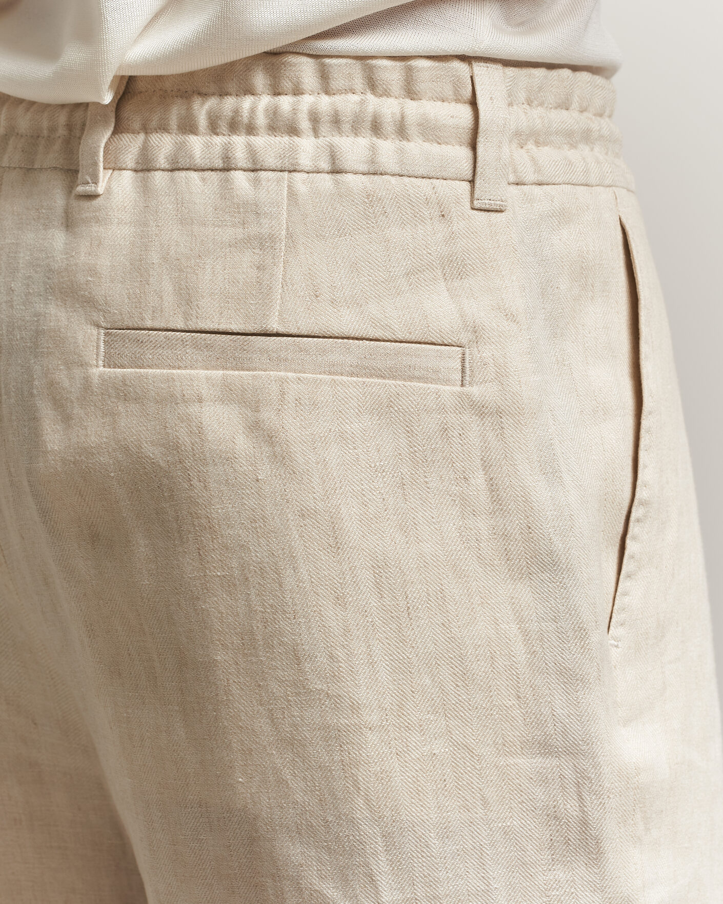 Hombres | Pantalones cortos | BOSS CAMEL | Peet Linen Drawstring Shorts Open White