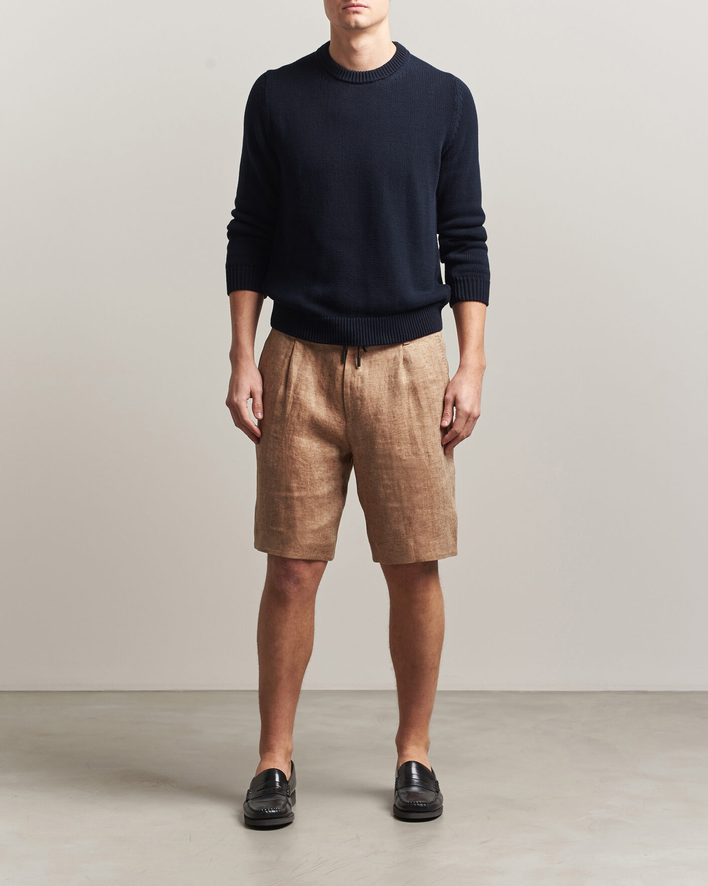 Hombres | Pantalones cortos | BOSS CAMEL | Peet Linen Drawstring Shorts Medium Beige