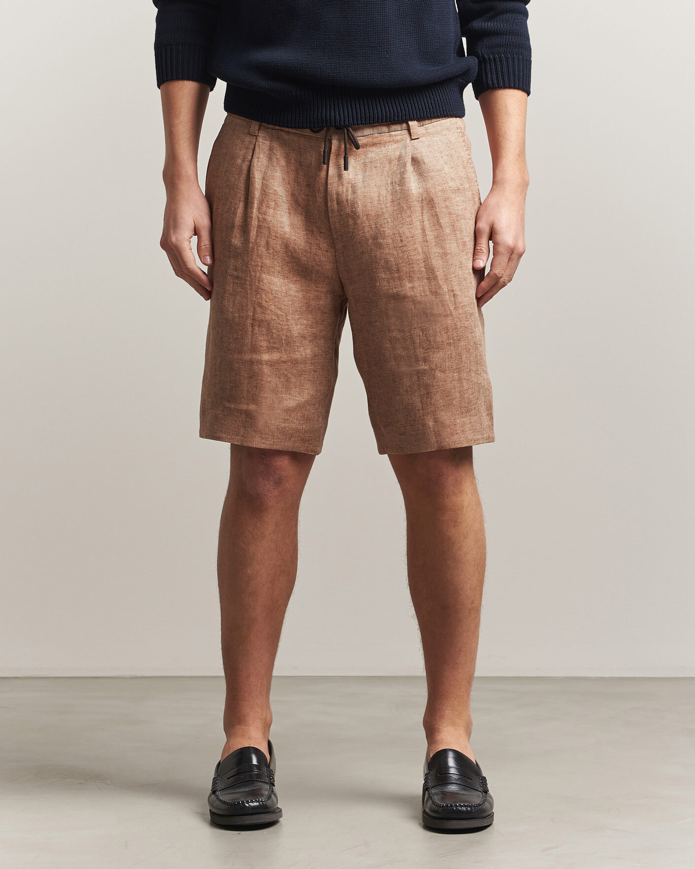 Hombres | Pantalones cortos | BOSS CAMEL | Peet Linen Drawstring Shorts Medium Beige