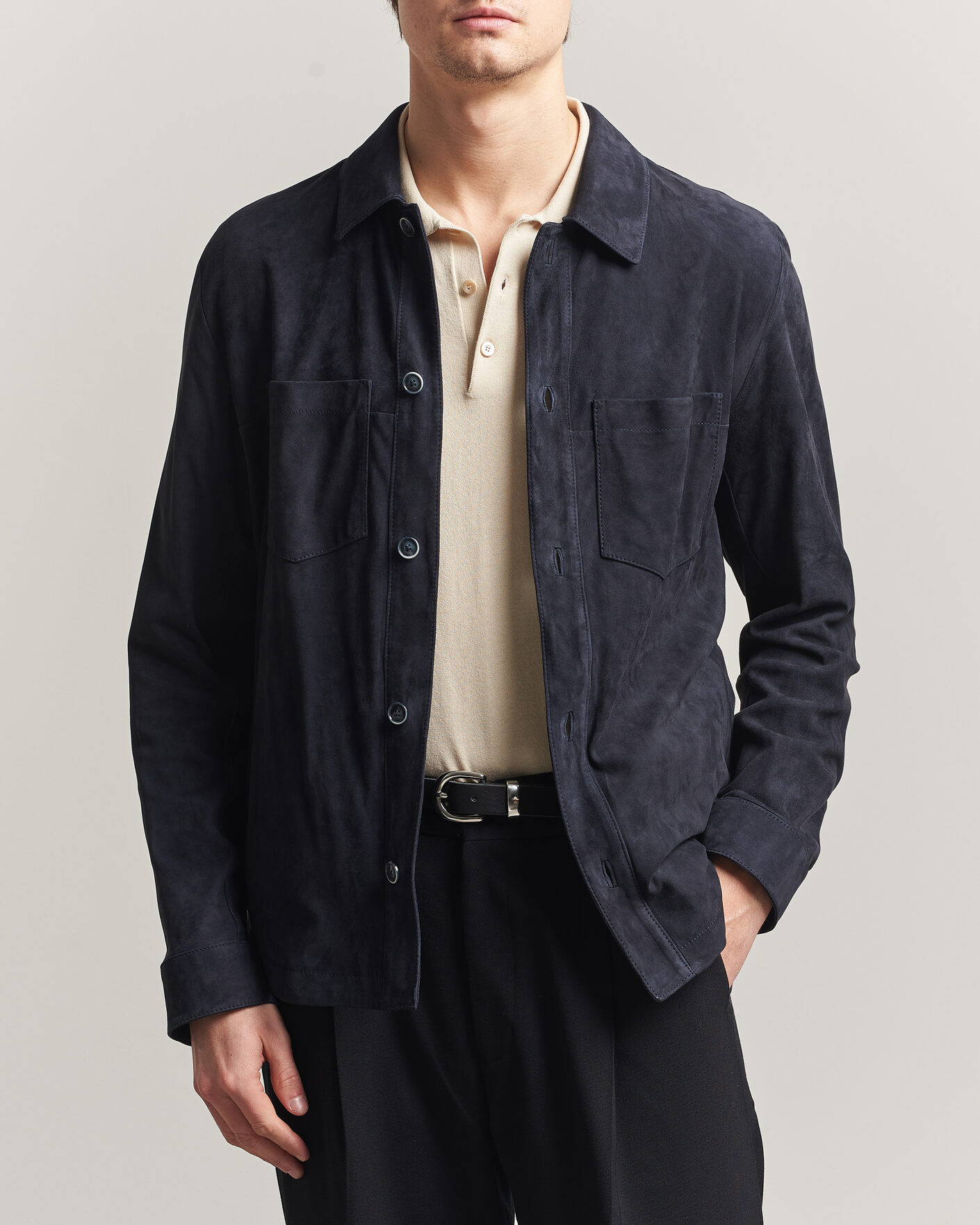 Hombres | Abrigos y chaquetas | BOSS CAMEL | Mando Suede Jacket Dark Blue