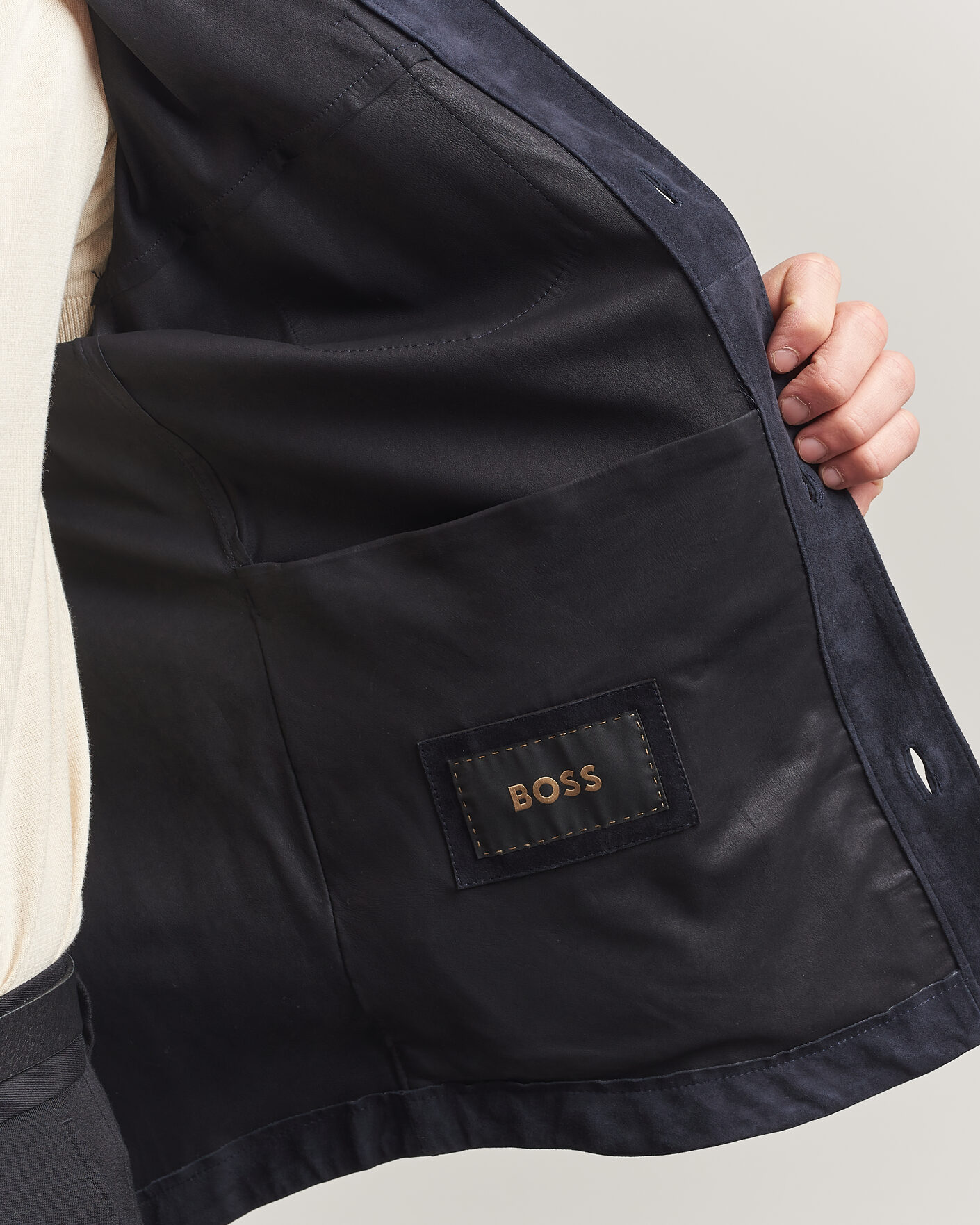 Hombres | Abrigos y chaquetas | BOSS CAMEL | Mando Suede Jacket Dark Blue