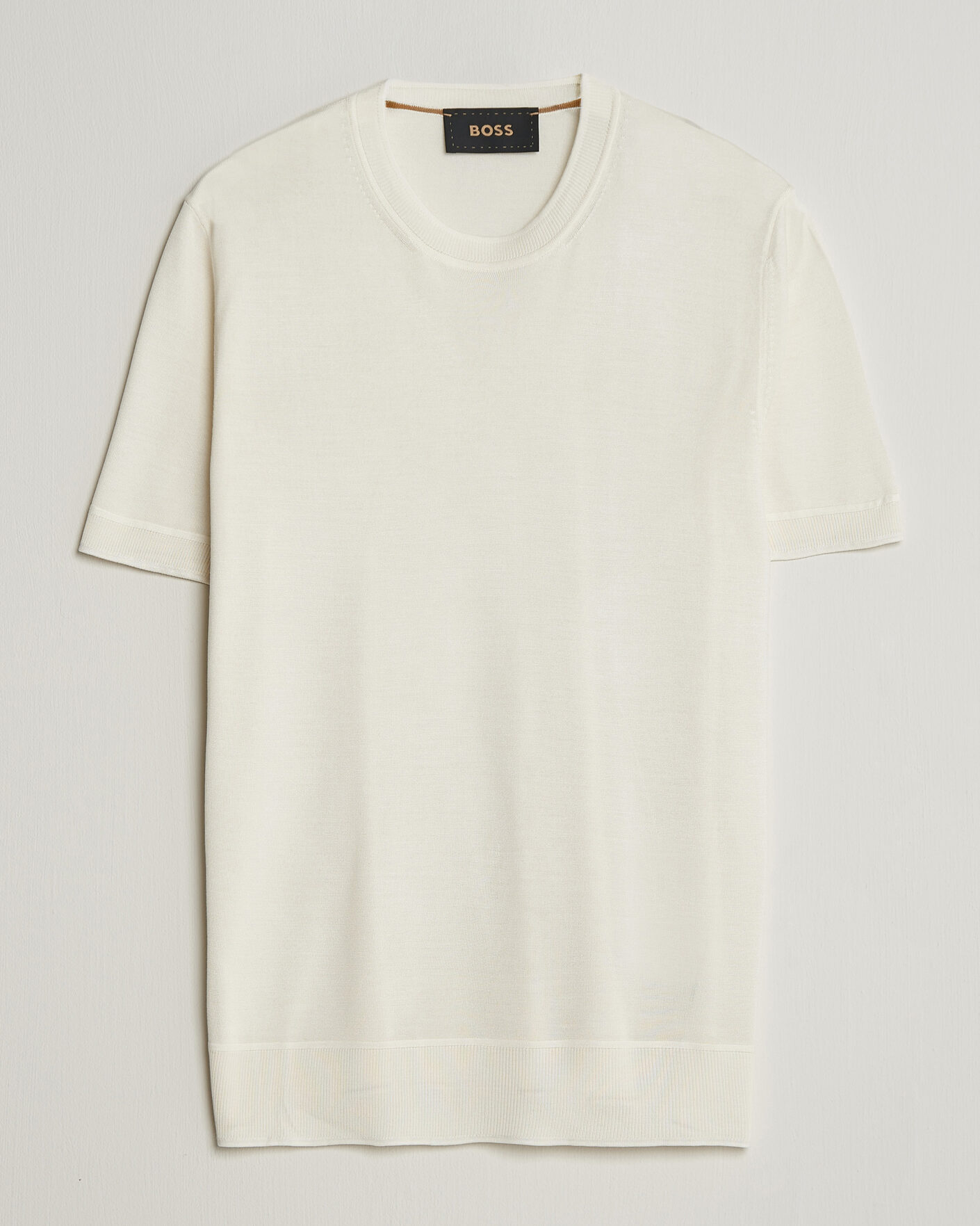 Hombres | Camisetas | BOSS CAMEL | Nottano Silk Knitted T-Shirt Open White