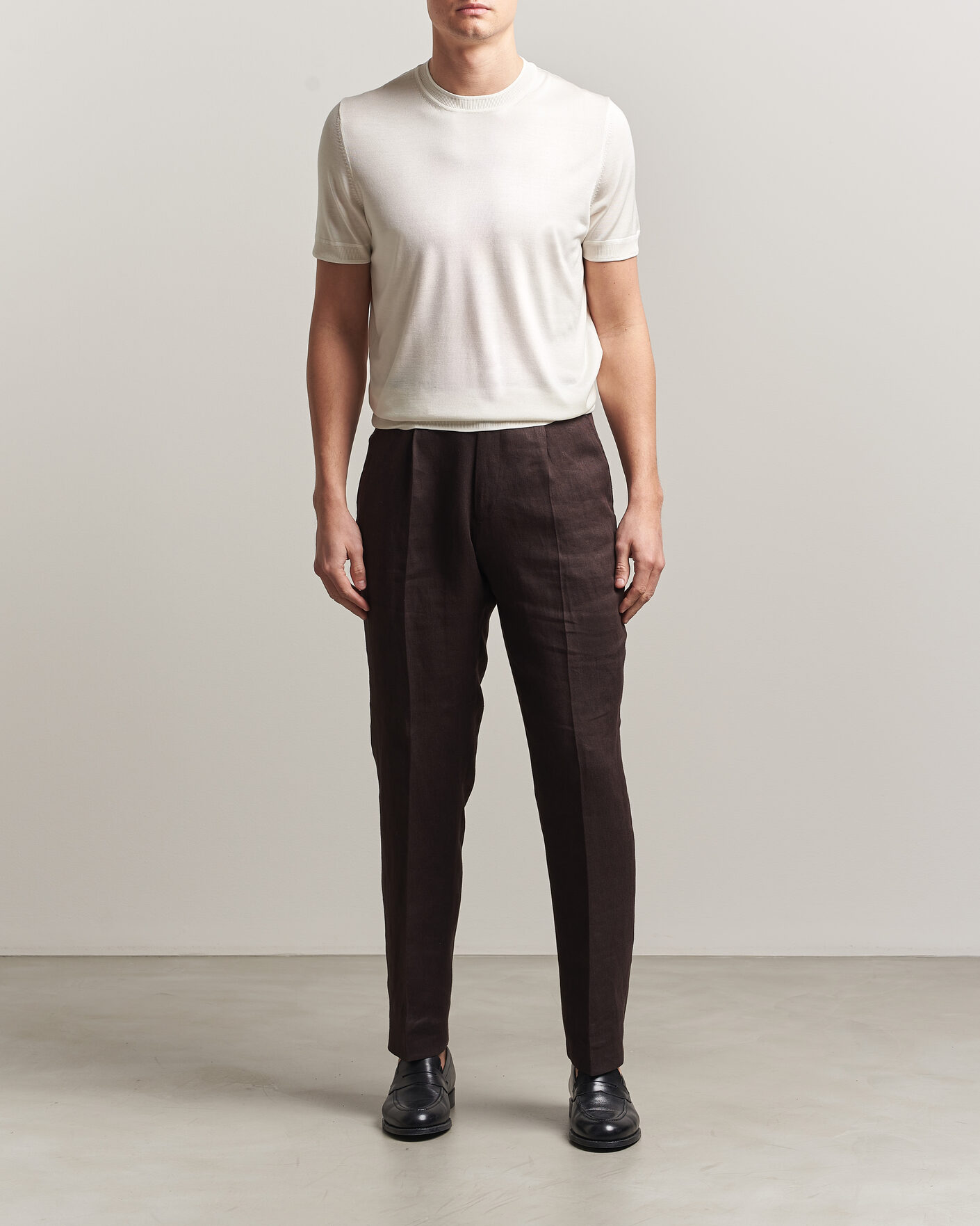 Hombres | Camisetas | BOSS CAMEL | Nottano Silk Knitted T-Shirt Open White