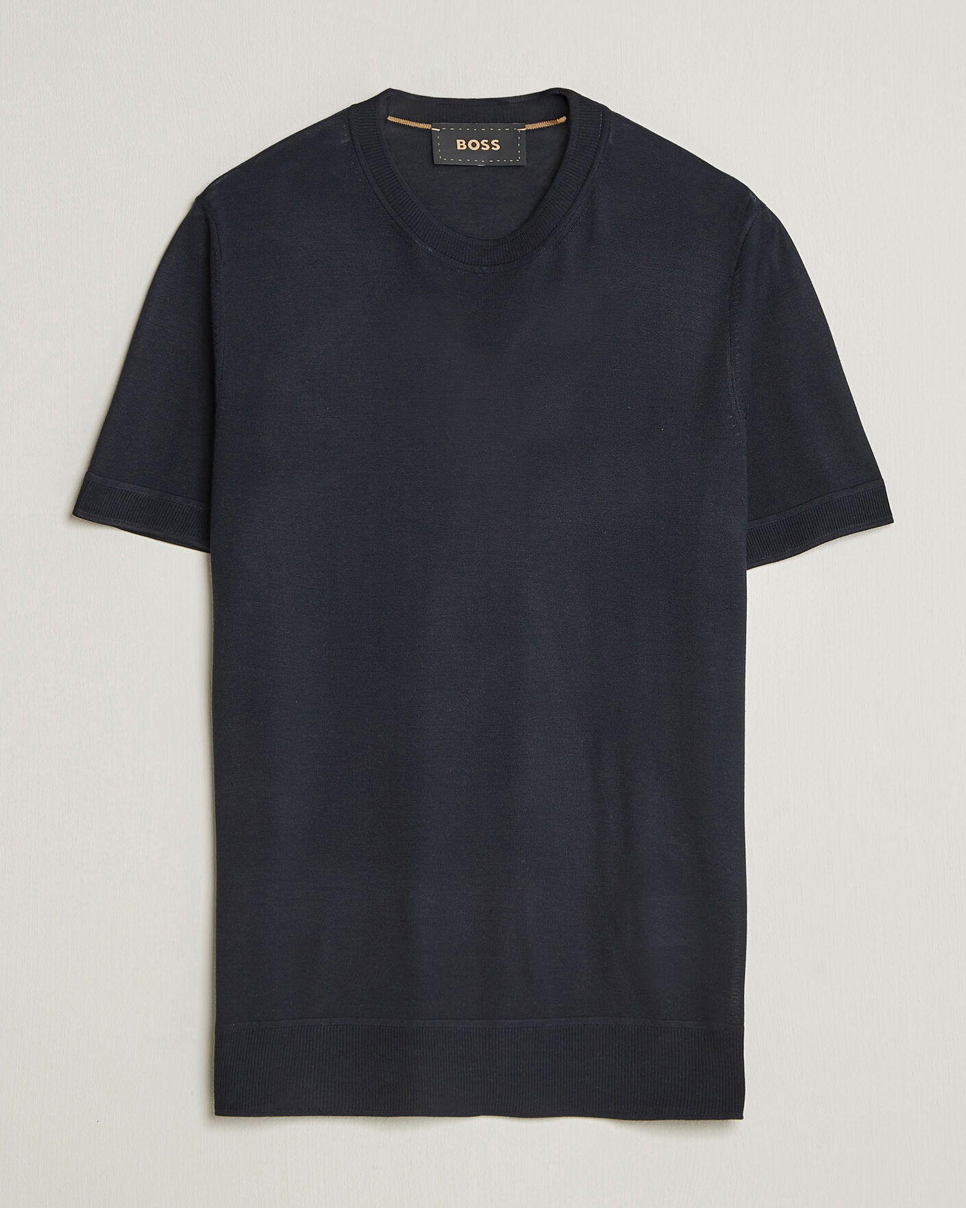 Hombres | Camisetas | BOSS CAMEL | Nottano Silk Knitted T-Shirt Dark Blue