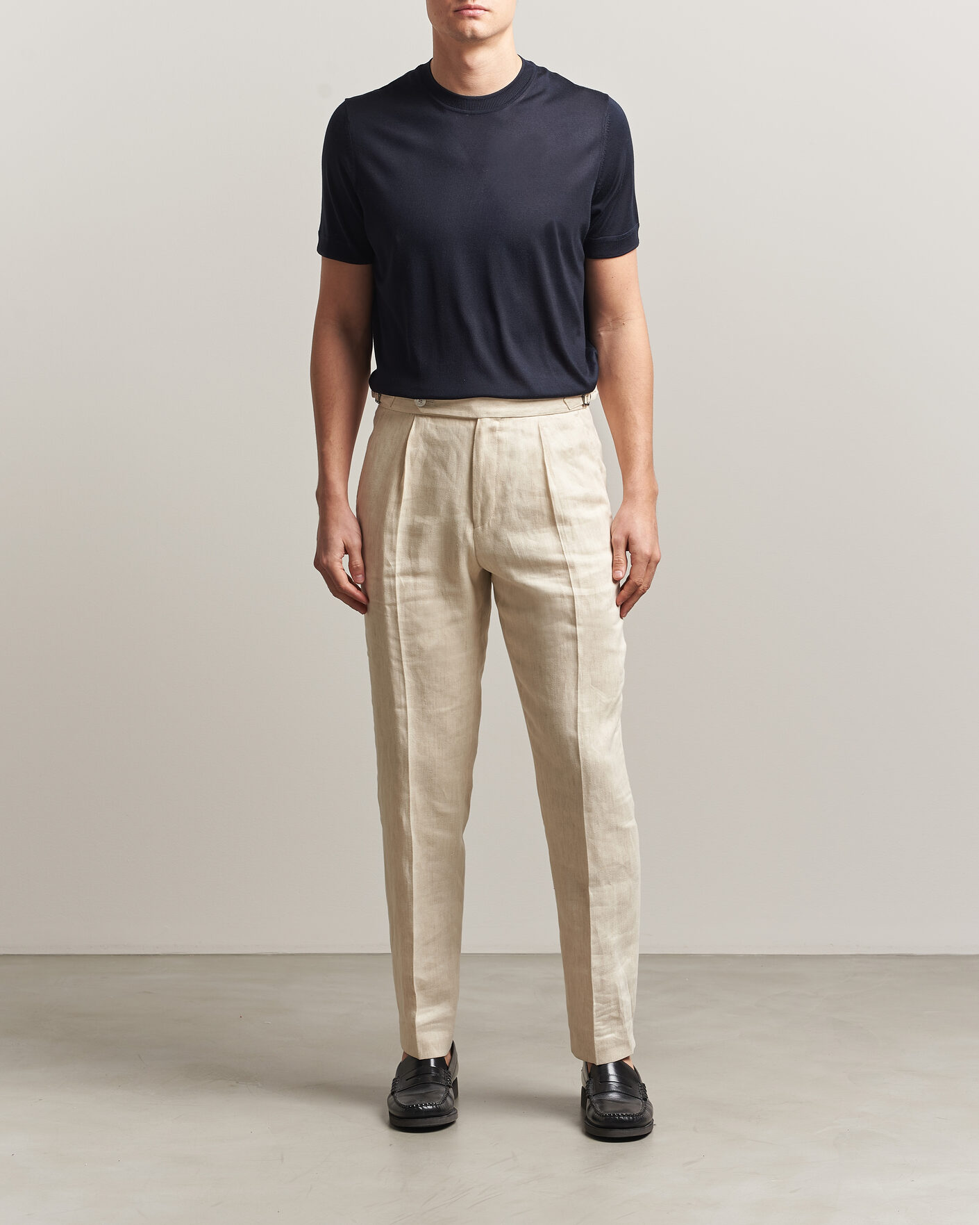 Hombres | Camisetas | BOSS CAMEL | Nottano Silk Knitted T-Shirt Dark Blue