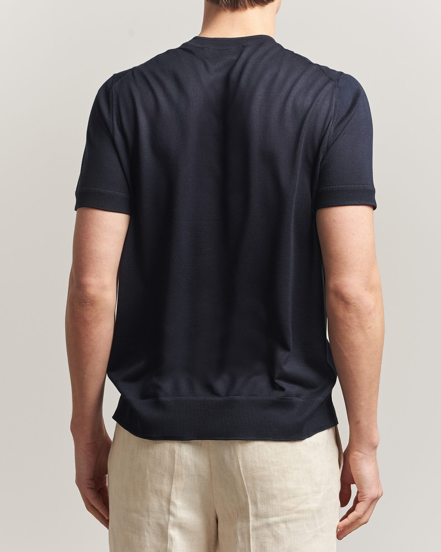 Hombres | Camisetas | BOSS CAMEL | Nottano Silk Knitted T-Shirt Dark Blue