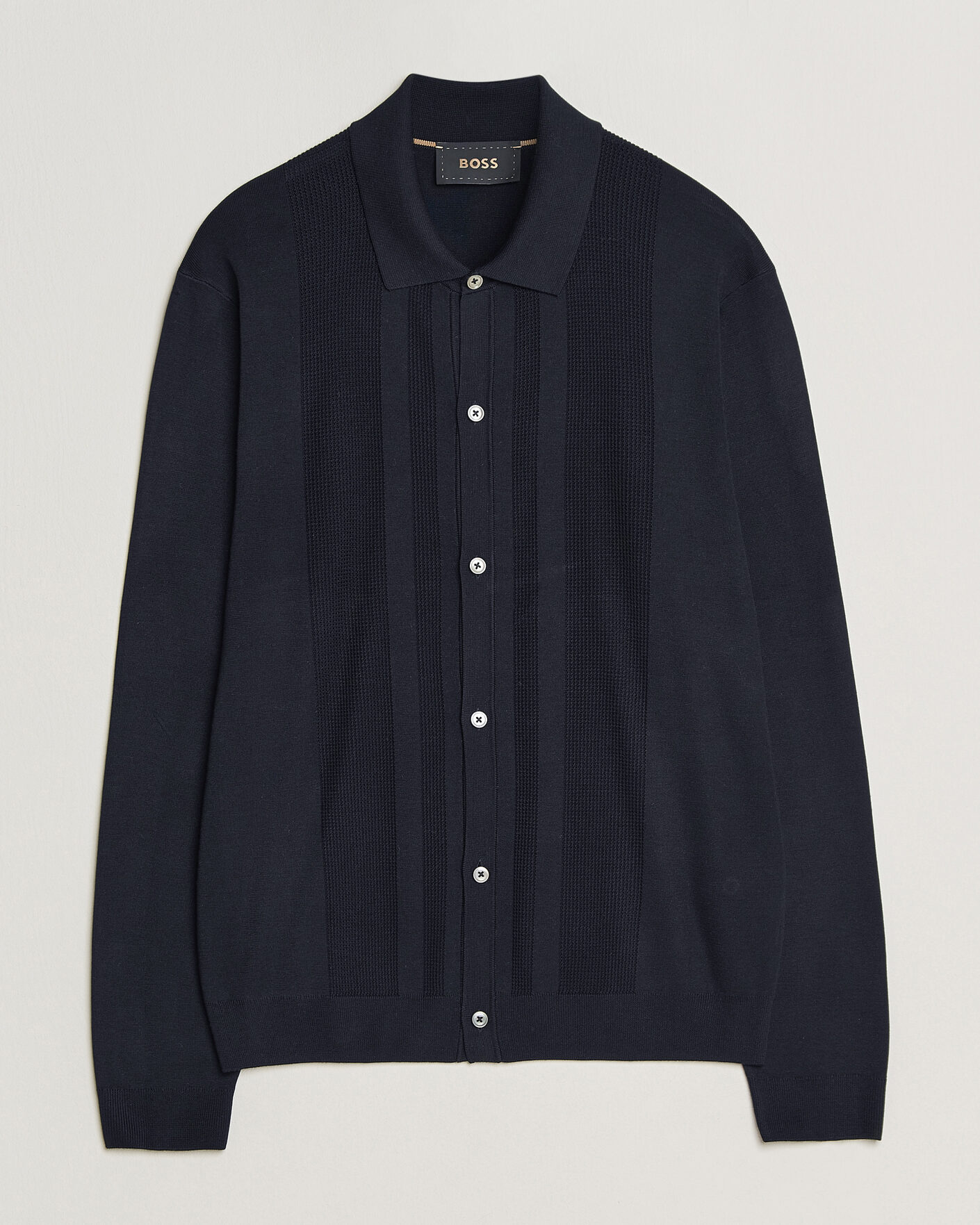 Hombres | Jerséis y prendas de punto | BOSS CAMEL | Nicolo Silk Knitted Cardigan Dark Blue