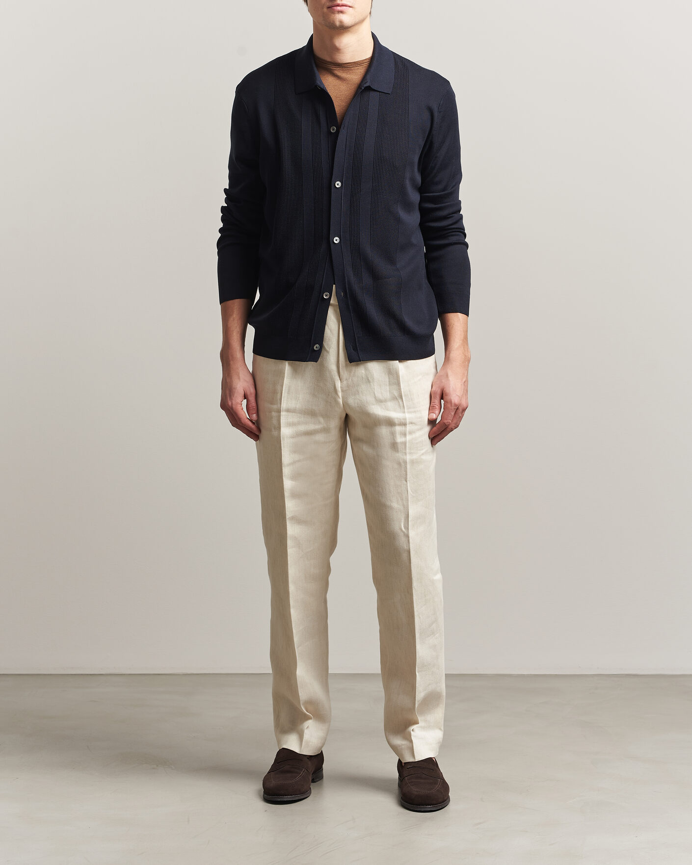 Hombres | Jerséis y prendas de punto | BOSS CAMEL | Nicolo Silk Knitted Cardigan Dark Blue