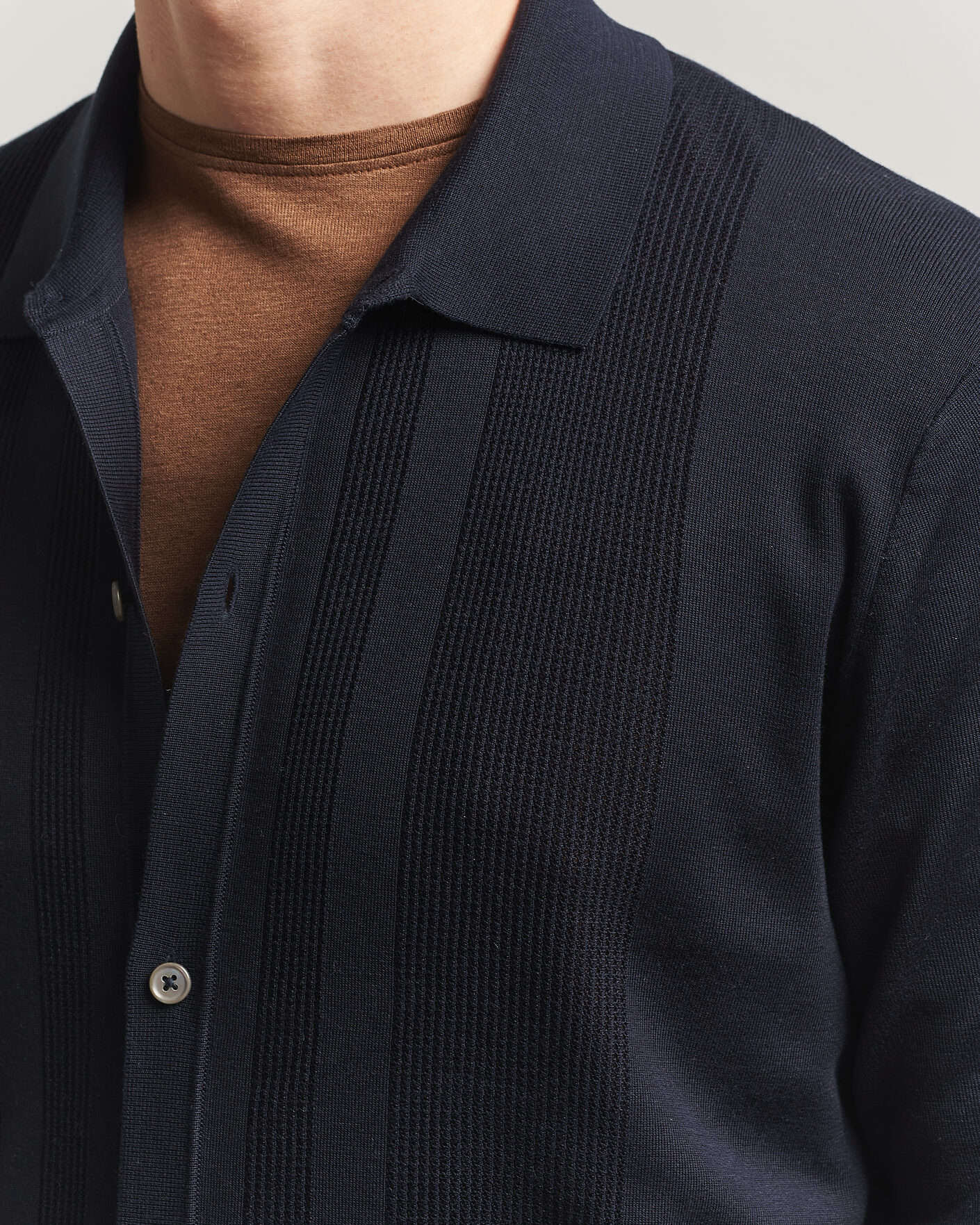 Hombres | Jerséis y prendas de punto | BOSS CAMEL | Nicolo Silk Knitted Cardigan Dark Blue
