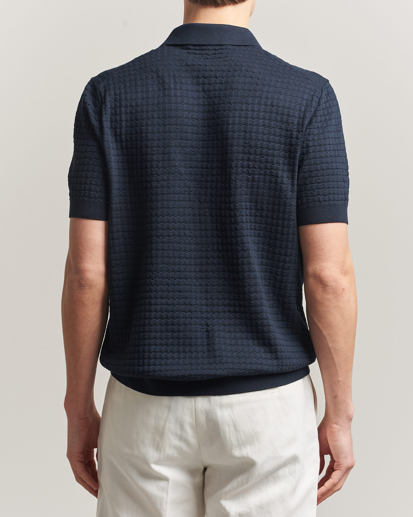 Hombres | Polos | BOSS CAMEL | Nadalione Silk/Cotton Knitted Polo Dark Blue