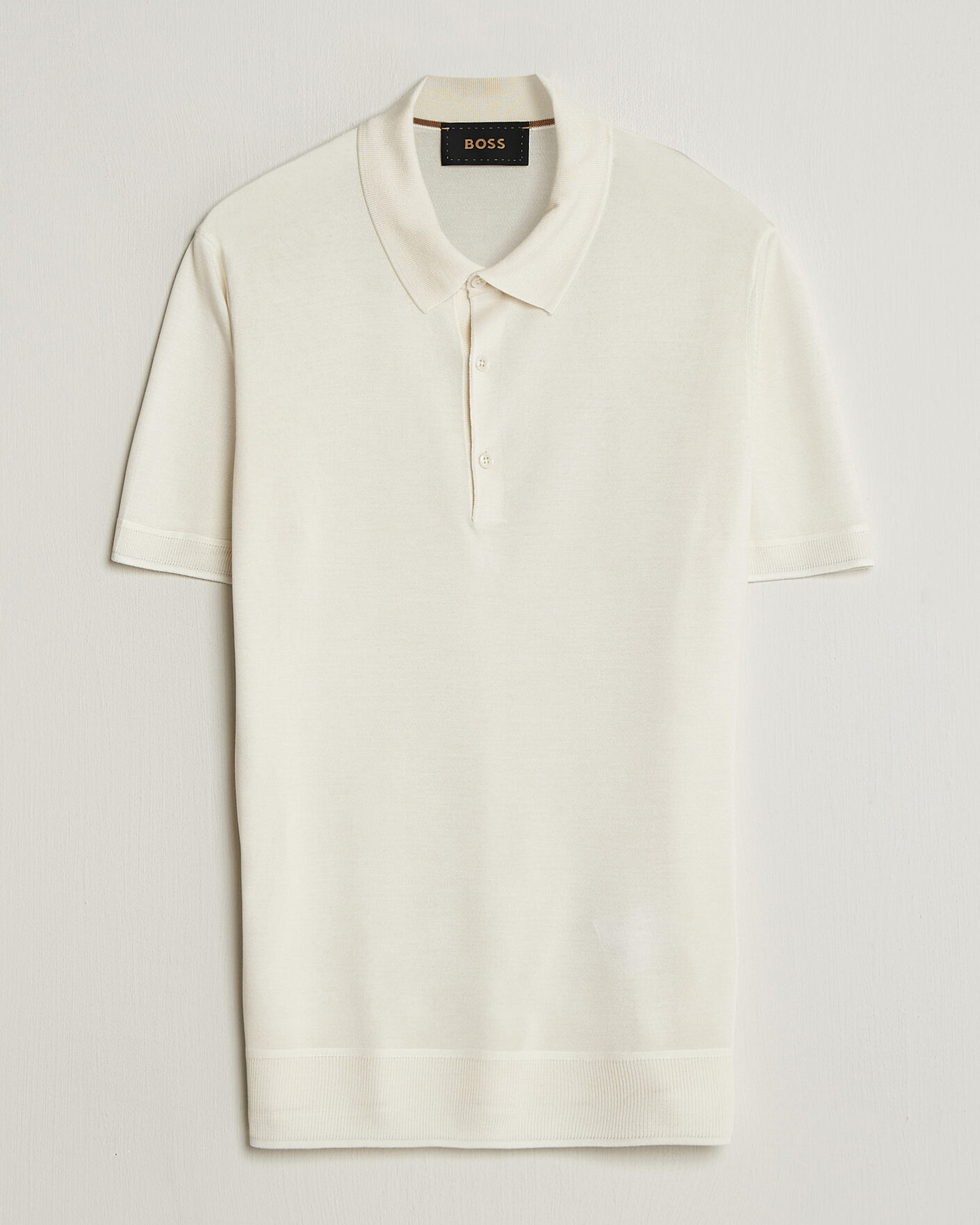 Hombres | Polos | BOSS CAMEL | Novo Silk Knitted Polo Open White