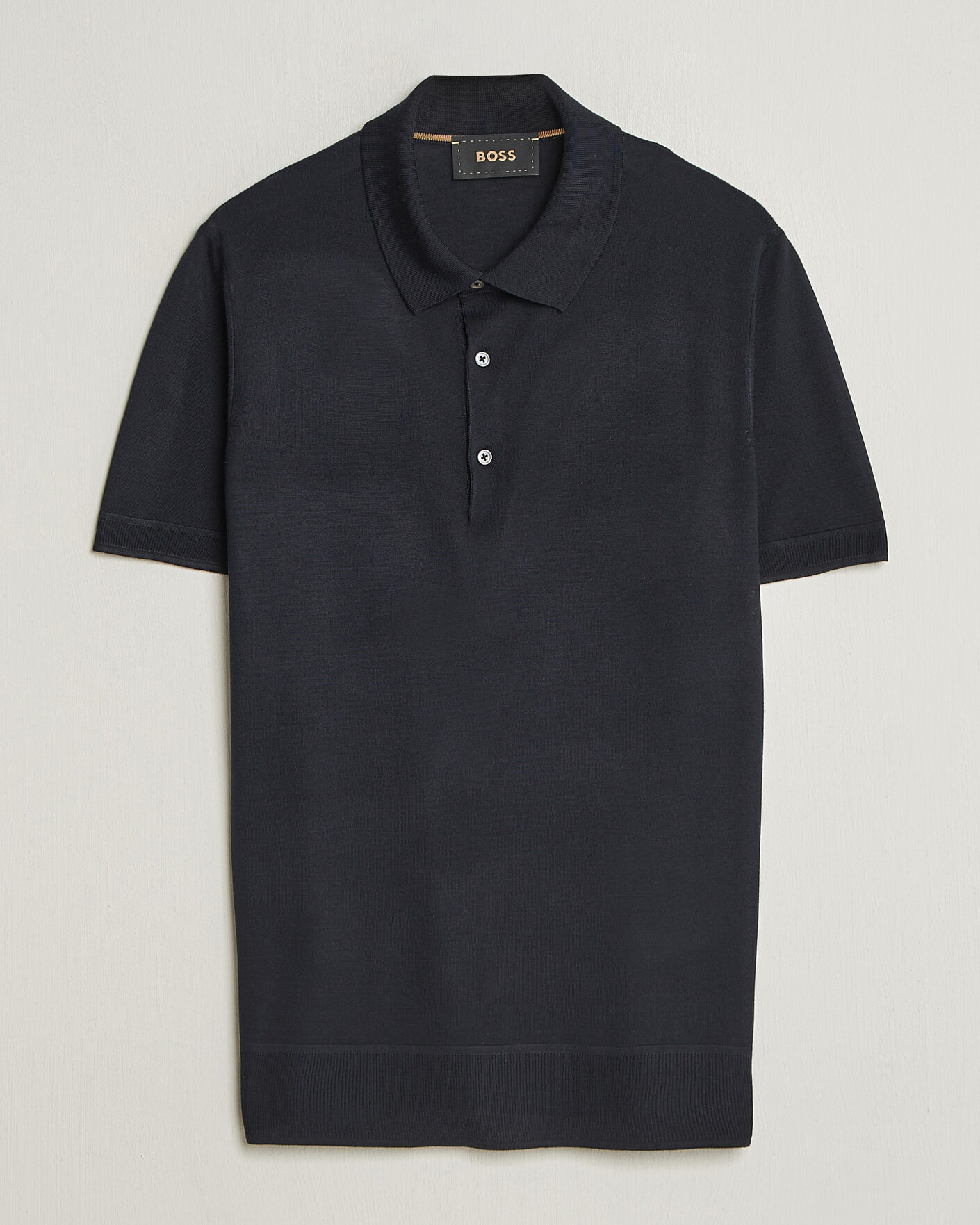 Hombres | Polos | BOSS CAMEL | Novo Silk Knitted Polo Dark Blue