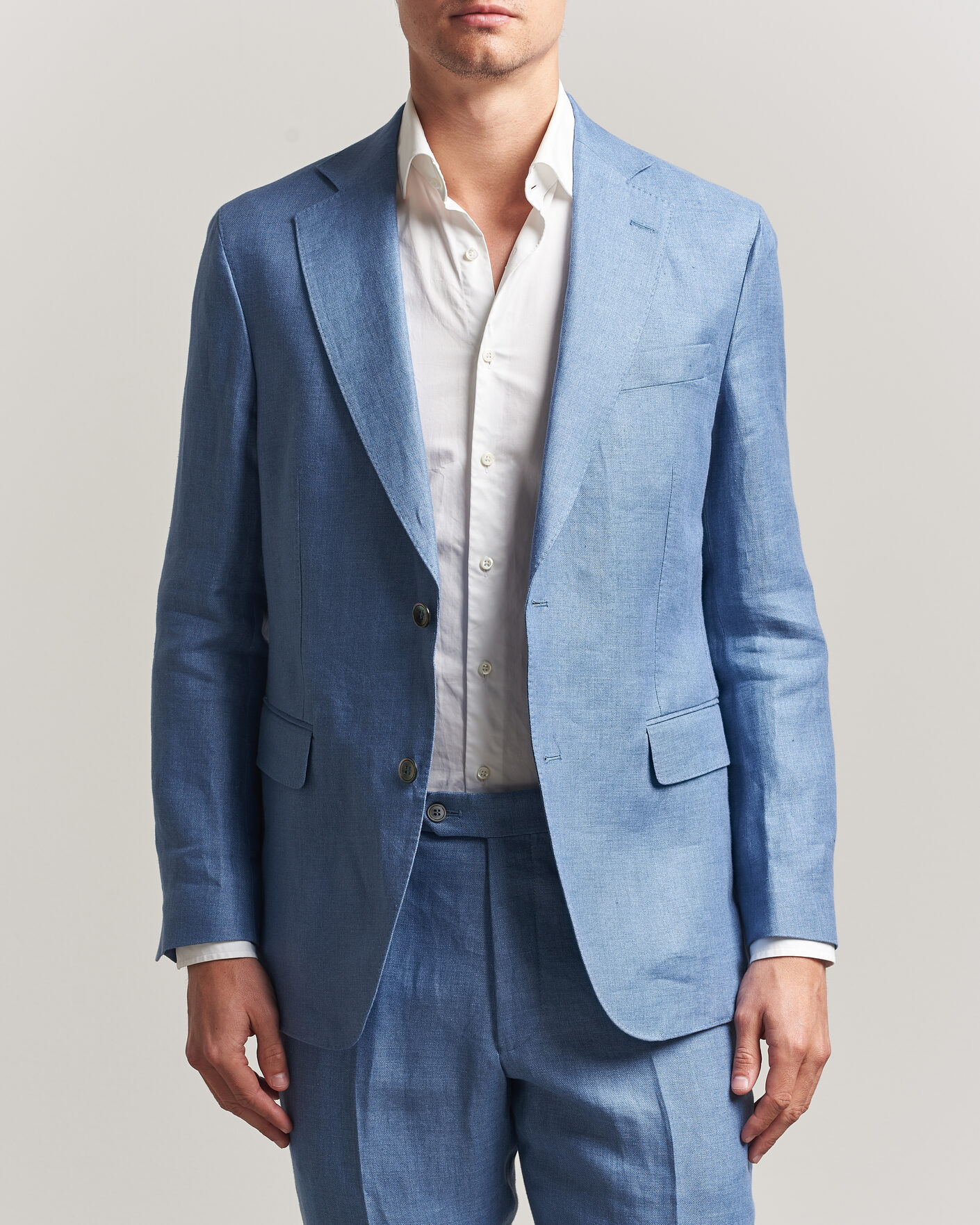 Hombres | Blazers | Oscar Jacobson | Ferry Soft Linen Blazer Light Blue