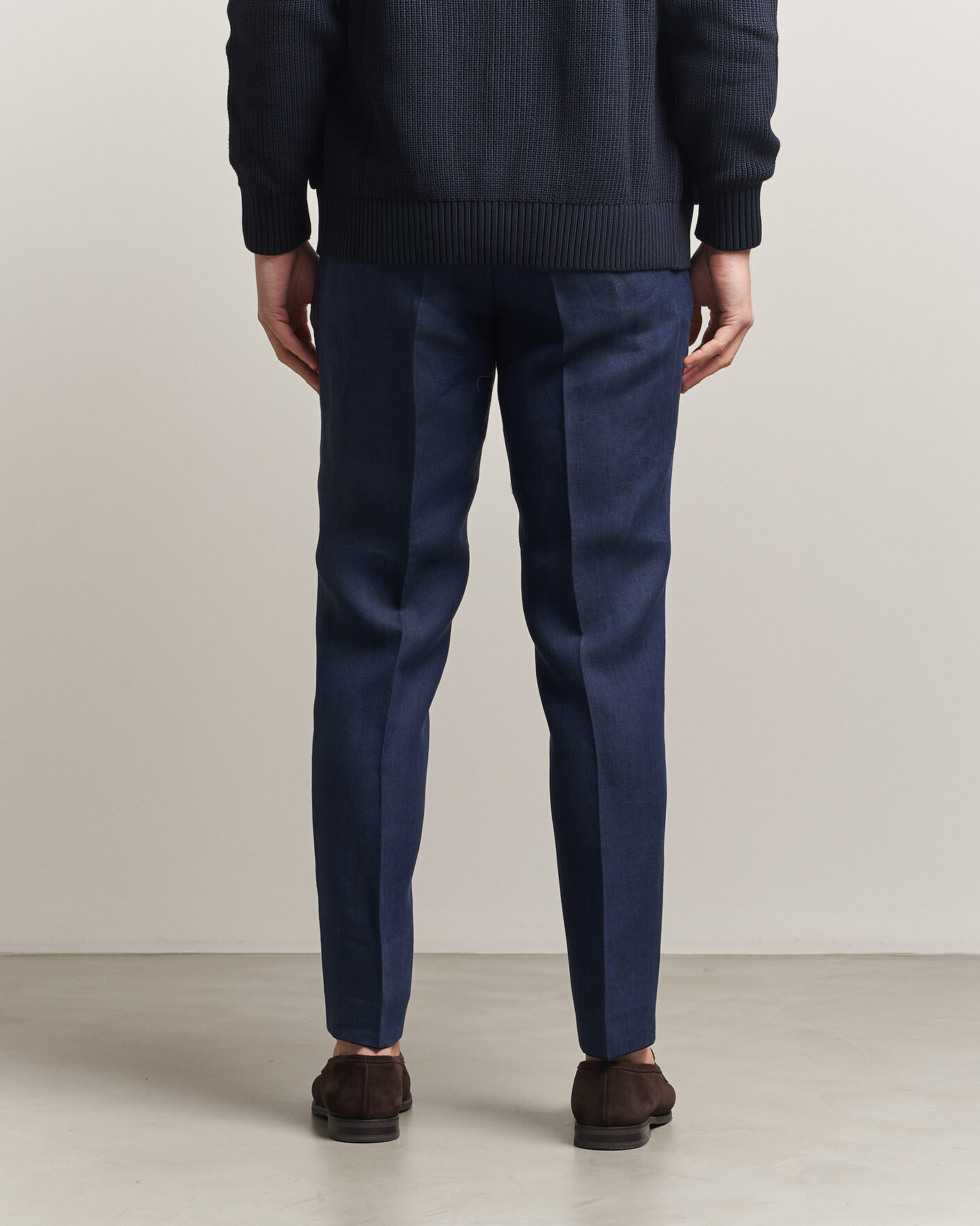 Hombres | Pantalones | Oscar Jacobson | Dandy Linen Trousers Navy